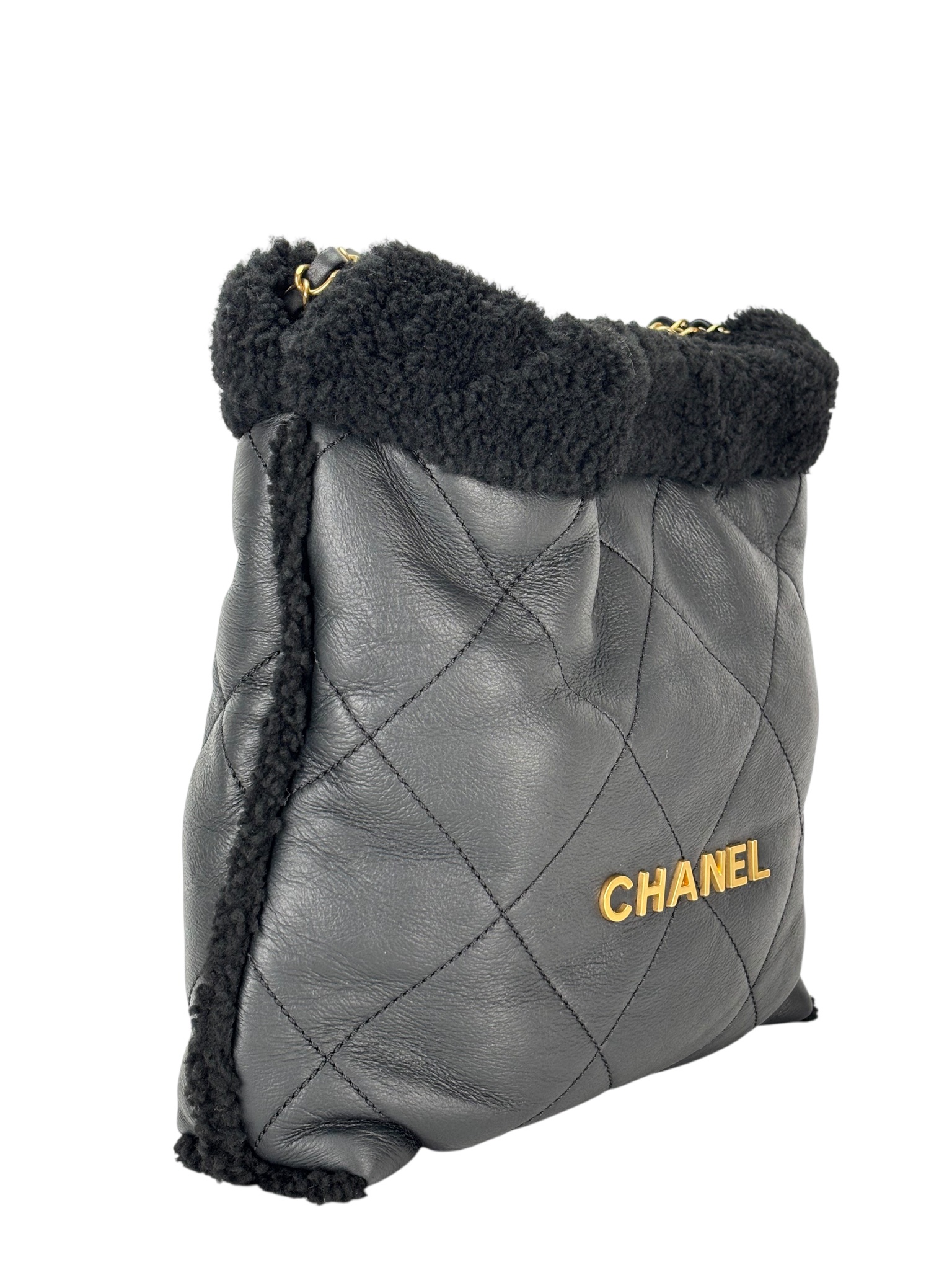 CHANEL - 22 Bag Black Lambskin Gold Hardware Small