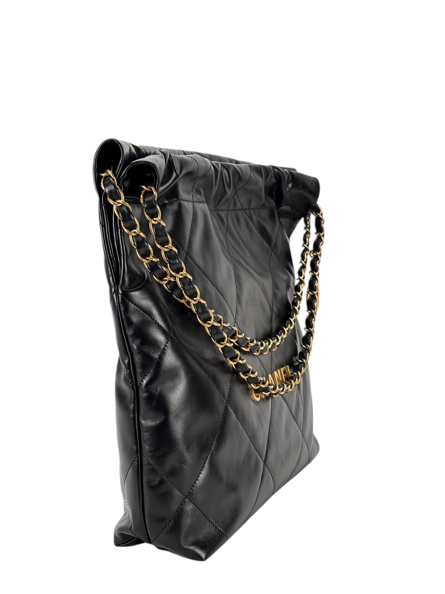 CHANEL - 22 Bag Black Calfskin Gold Hardware Small