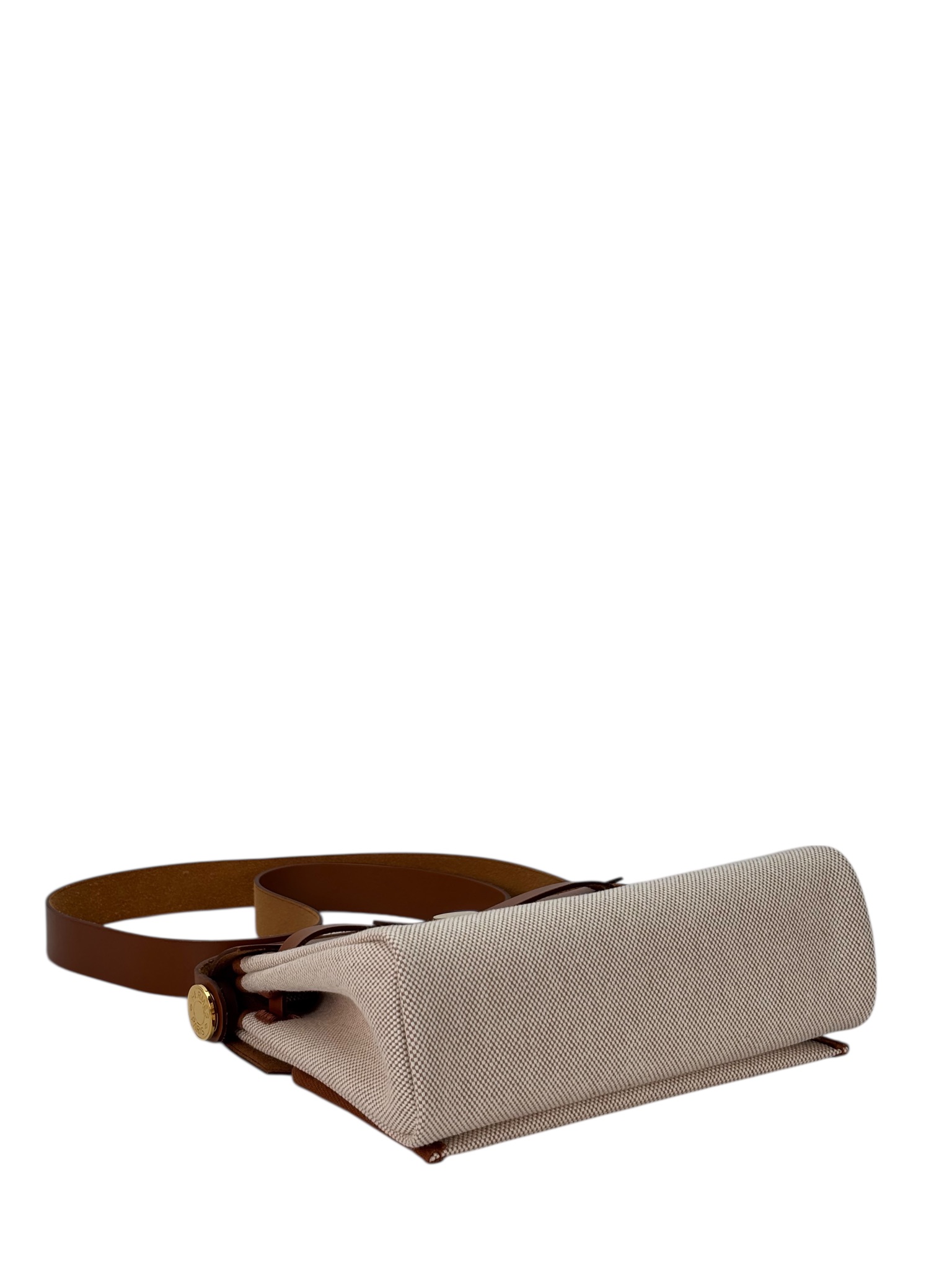 HERMES - Herbag Zip 20 Mini Gold Brown (PM) Hunter H Viking Canvas  Gold Hardware