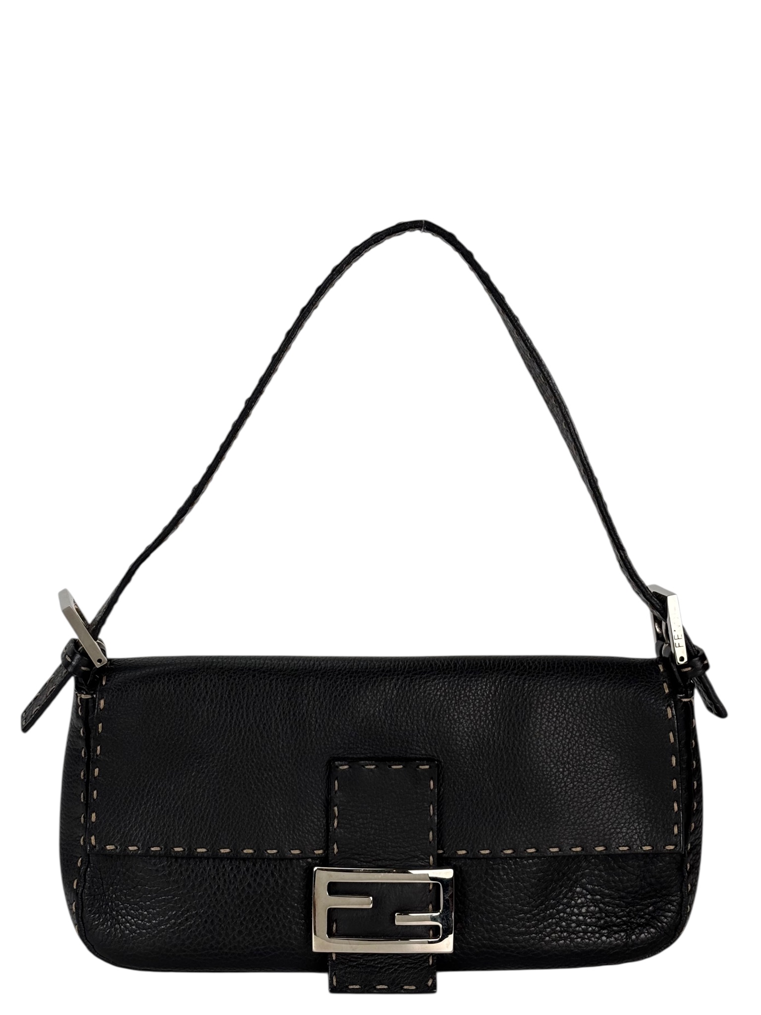 FENDI - Black Leather Selleria Baguette Bag – Camellia Vintage Tokyo
