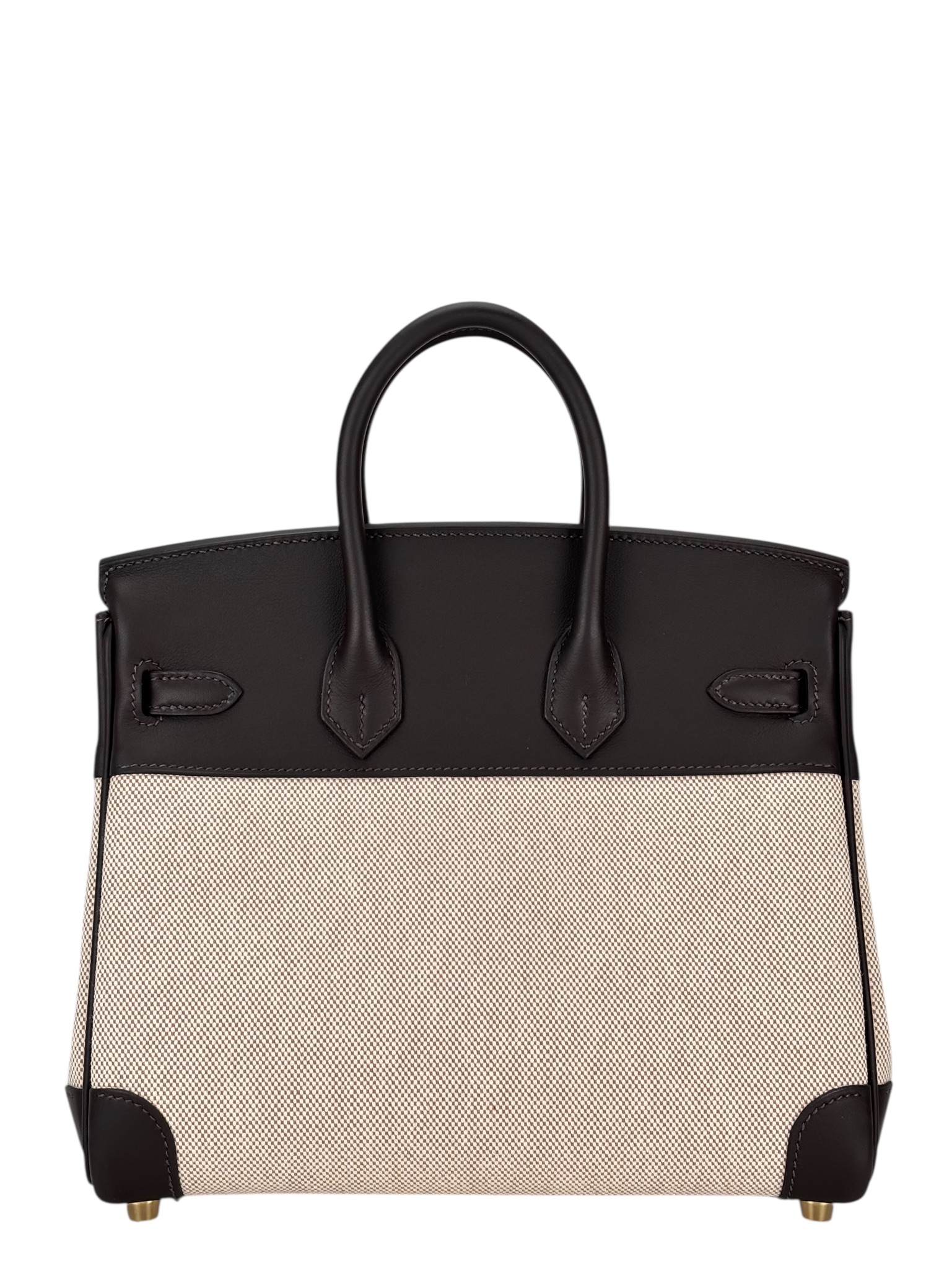 HERMES - Birkin 25 Swift T3 BaiBrun Toile H Gold Hardware