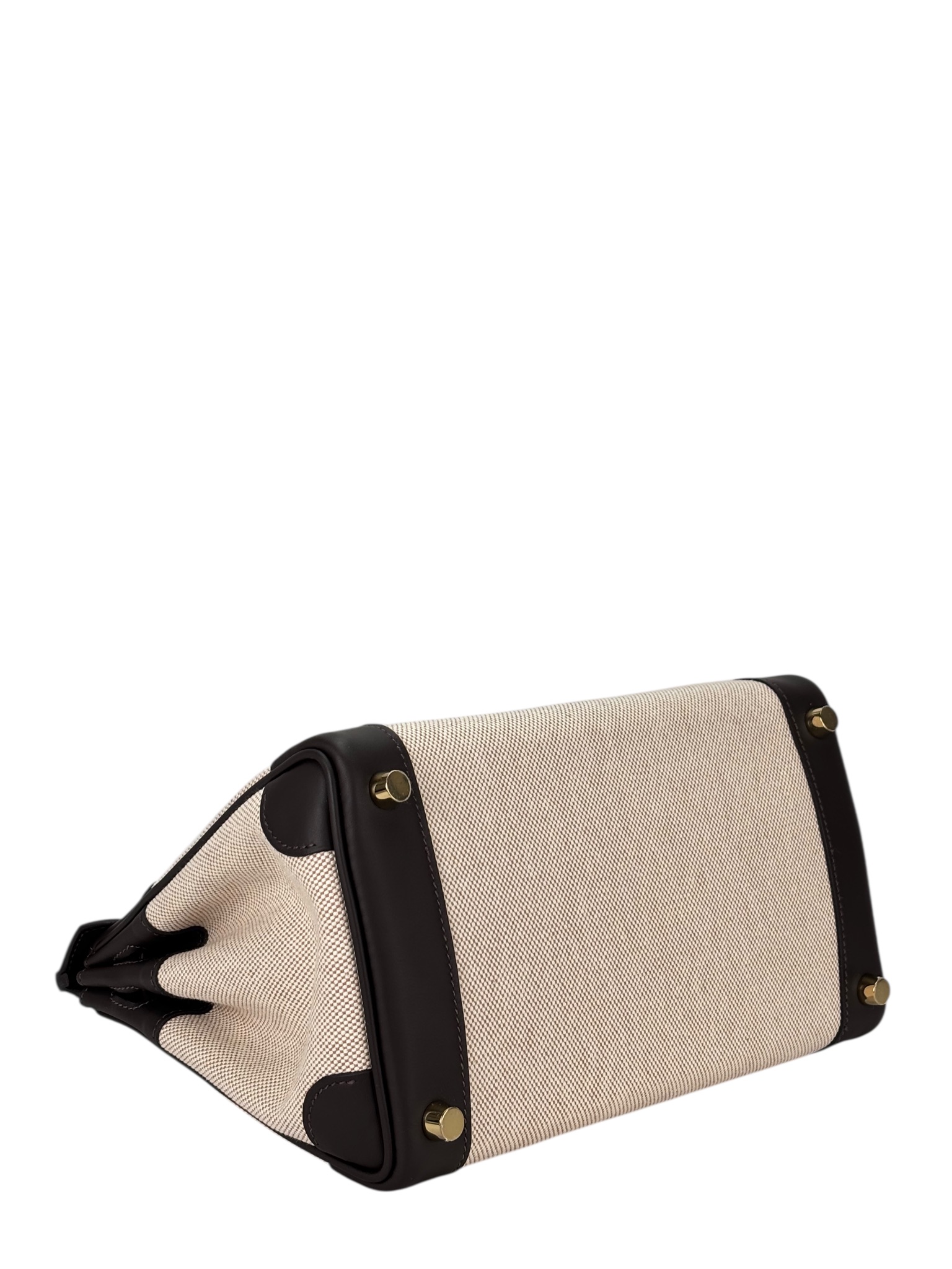 HERMES - Birkin 25 Swift T3 BaiBrun Toile H Gold Hardware