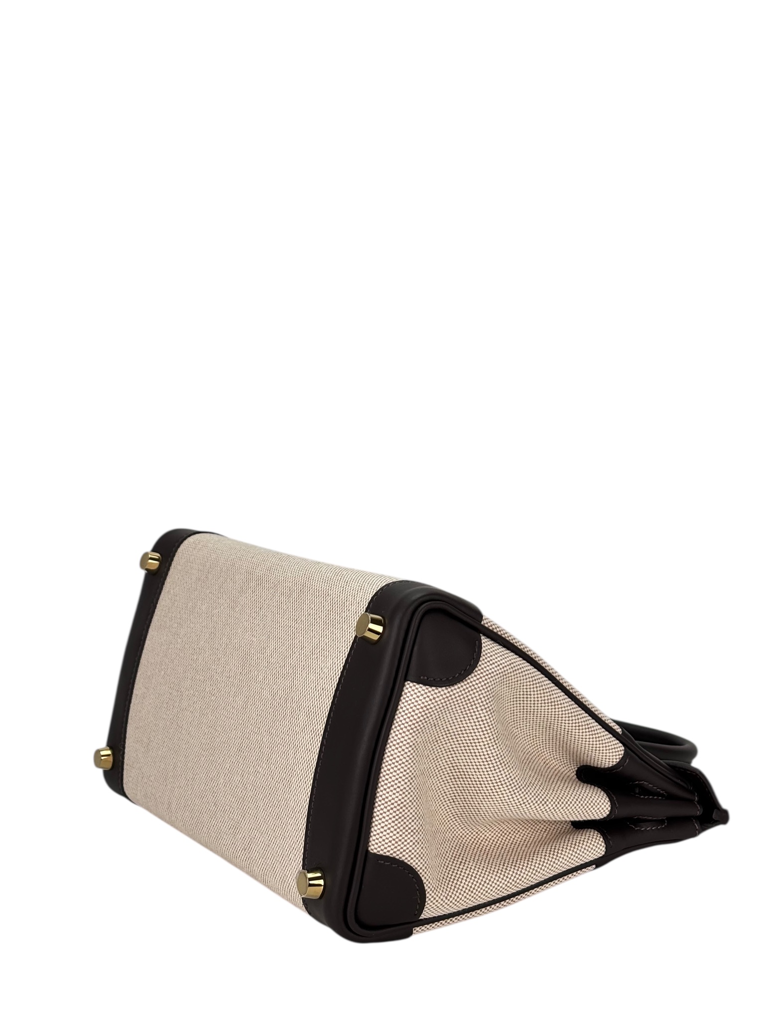 HERMES - Birkin 25 Swift T3 BaiBrun Toile H Gold Hardware