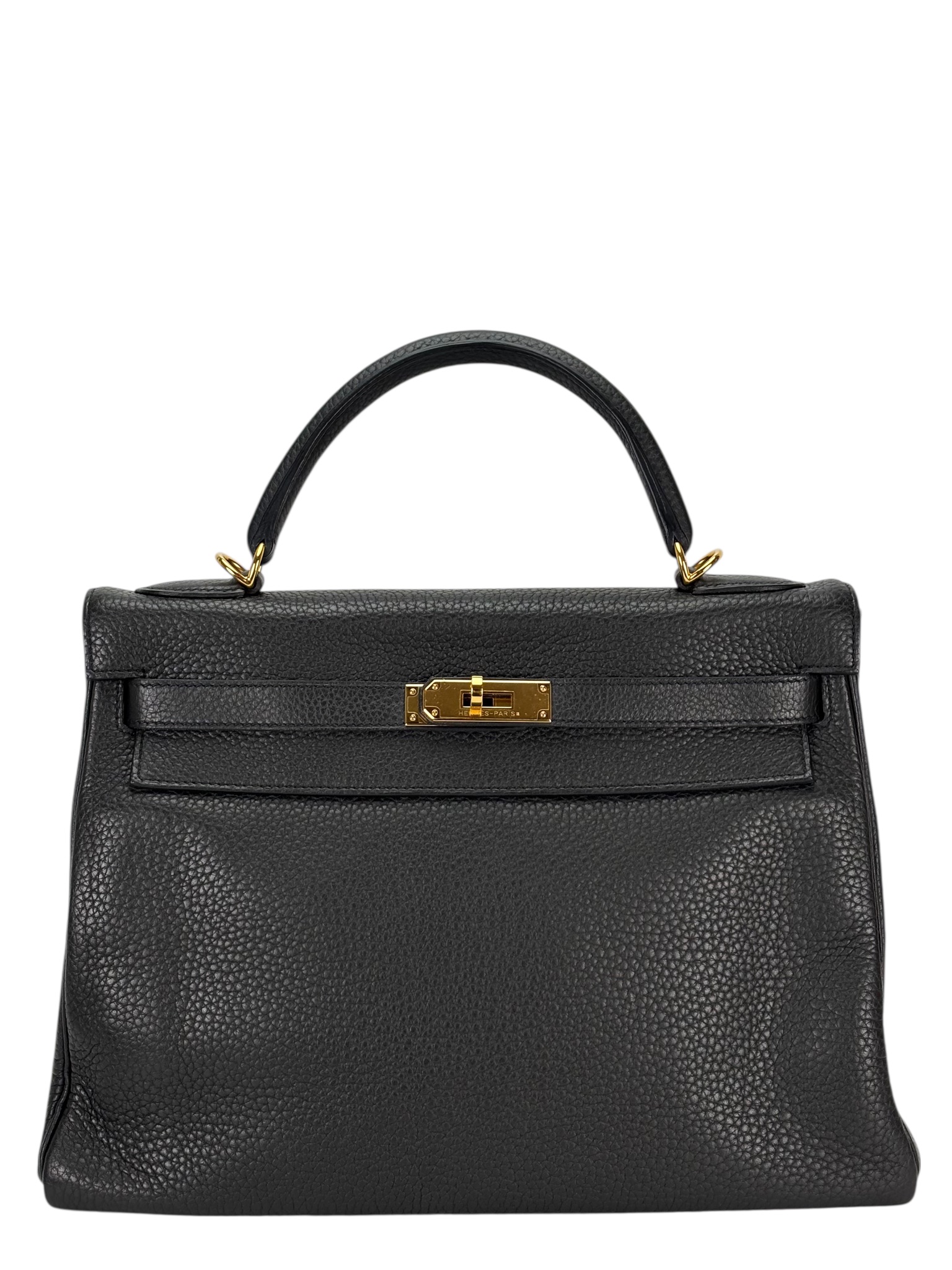 HERMES - Kelly 32 Black Togo Gold Hardware