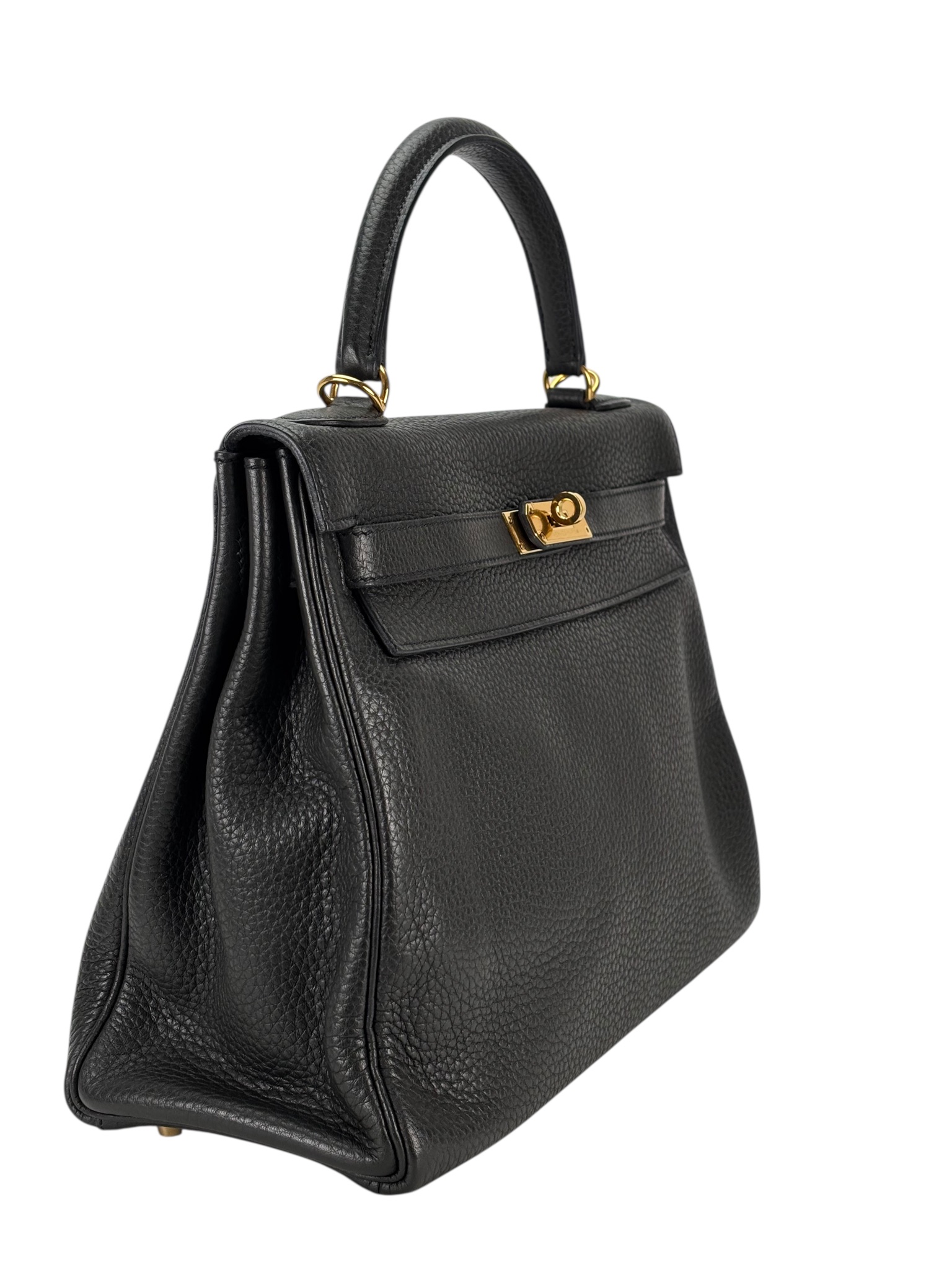 HERMES - Kelly 32 Black Togo Gold Hardware