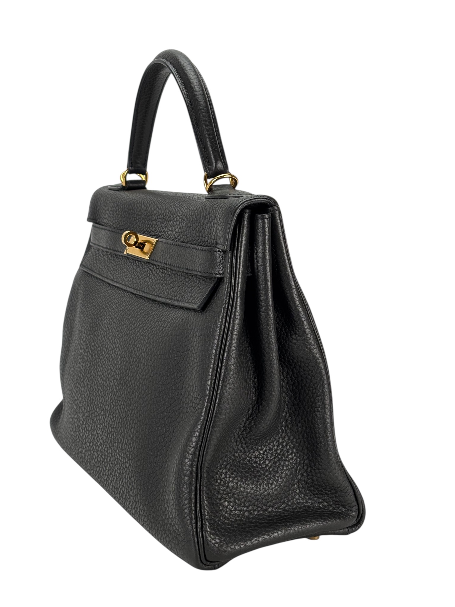 HERMES - Kelly 32 Black Togo Gold Hardware
