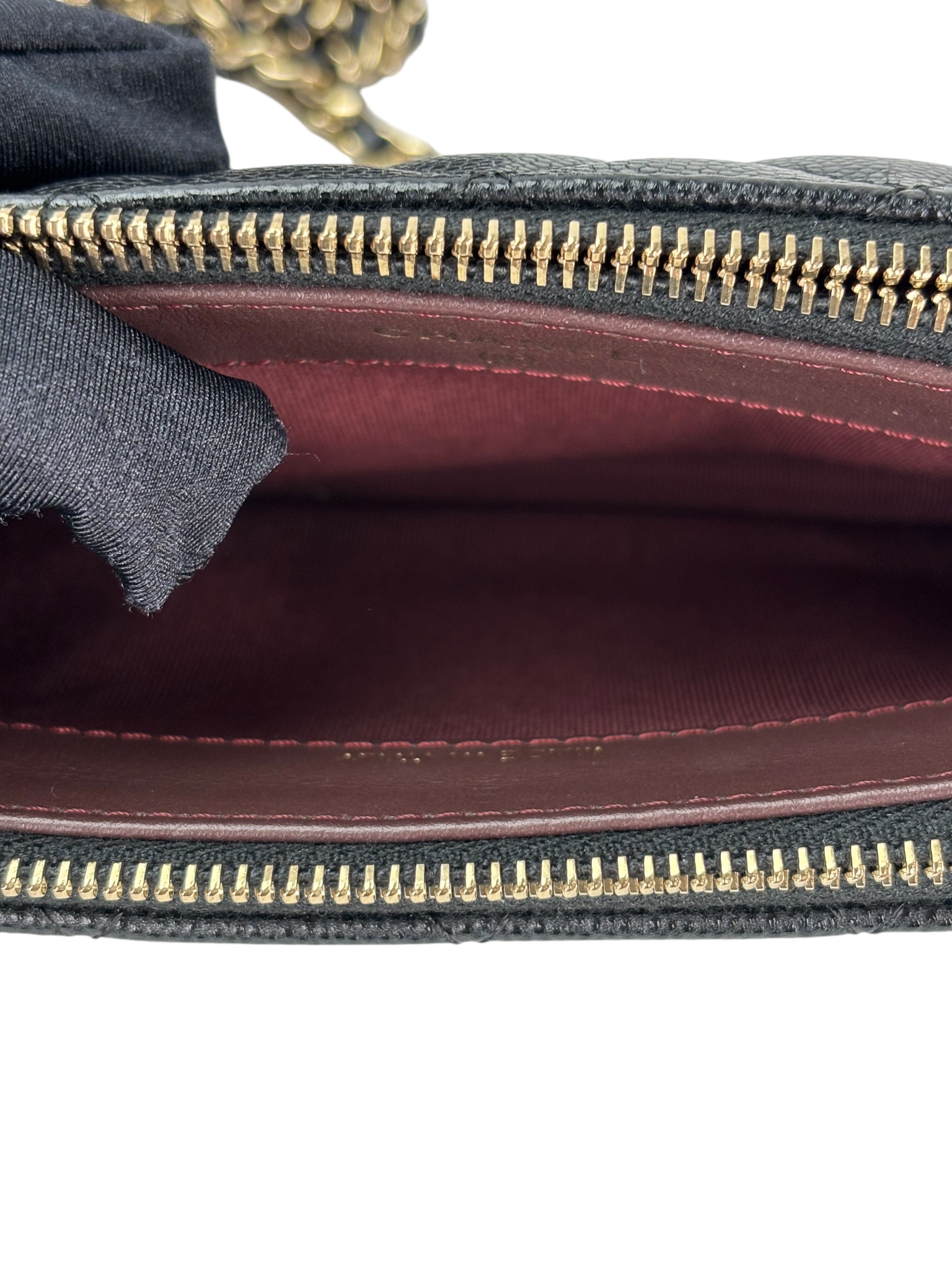 CHANEL - Black Caviar Chain Wallet Matelasse Shoulder Bag 