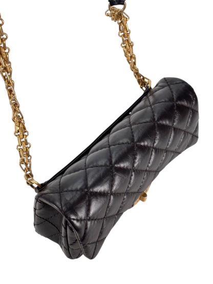 CHANEL - 2.55 Reissue Black Calfskin Belt Bag Quilted Aged