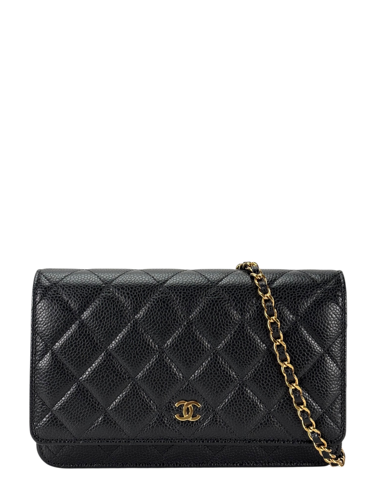 CHANEL - Black Caviar Wallet On Chain Gold-Tone Metal (WOC)