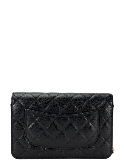 CHANEL - Black Caviar Wallet On Chain Gold-Tone Metal (WOC)