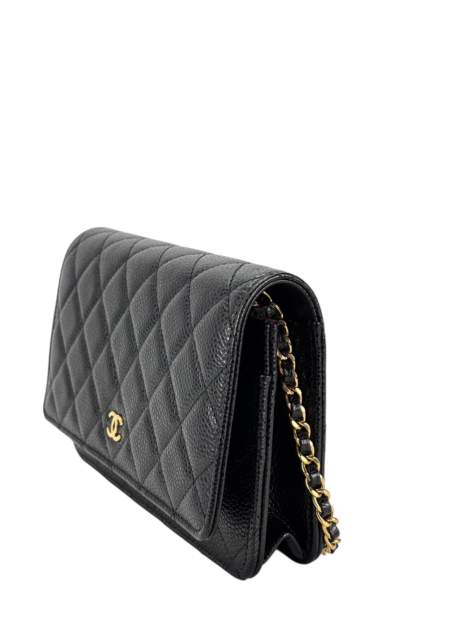 CHANEL - Black Caviar Wallet On Chain Gold-Tone Metal (WOC)