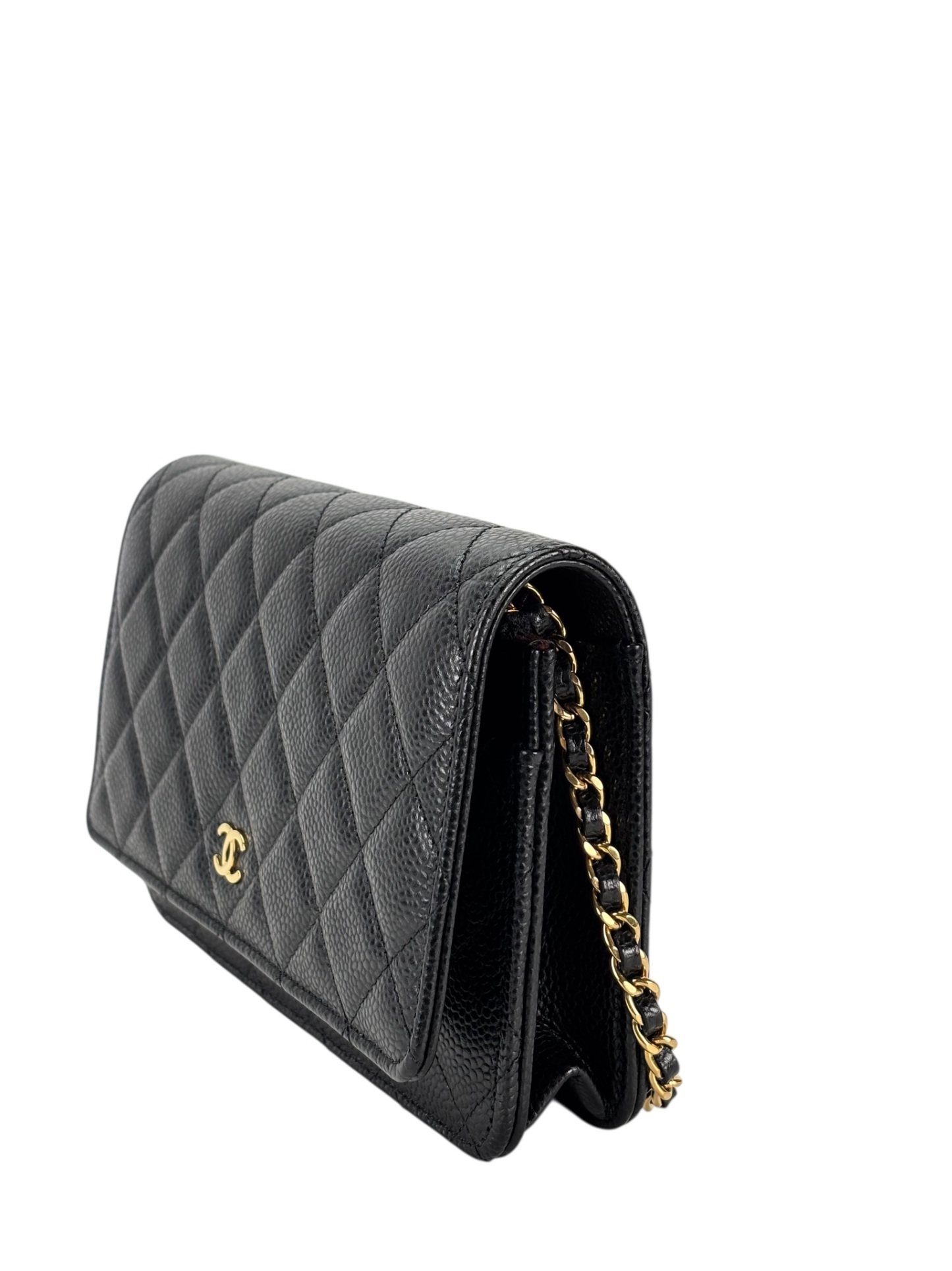 CHANEL - Black Caviar Wallet On Chain Gold-Tone Metal (WOC)