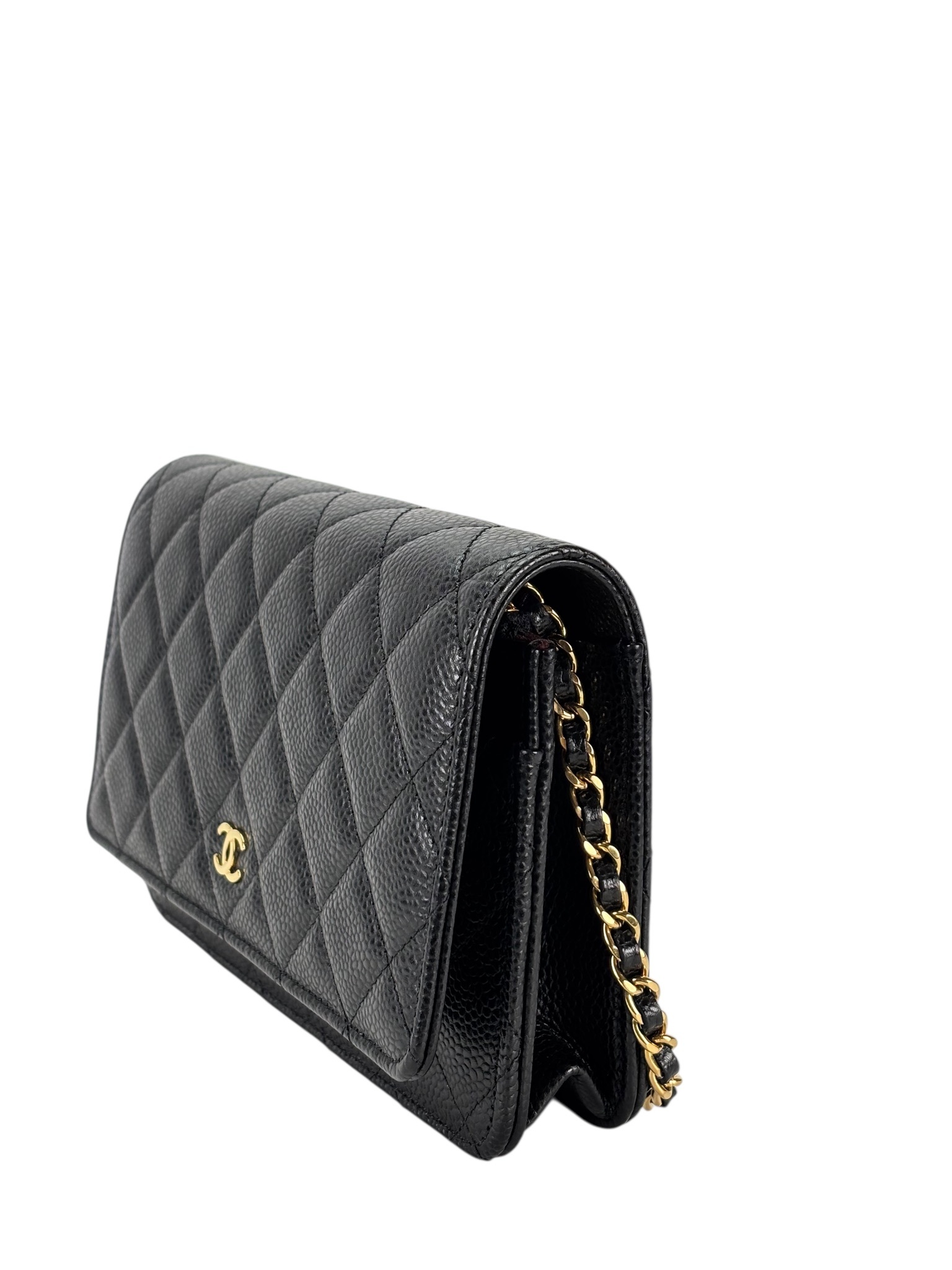 CHANEL - Black Caviar Wallet On Chain Gold-Tone Metal (WOC)