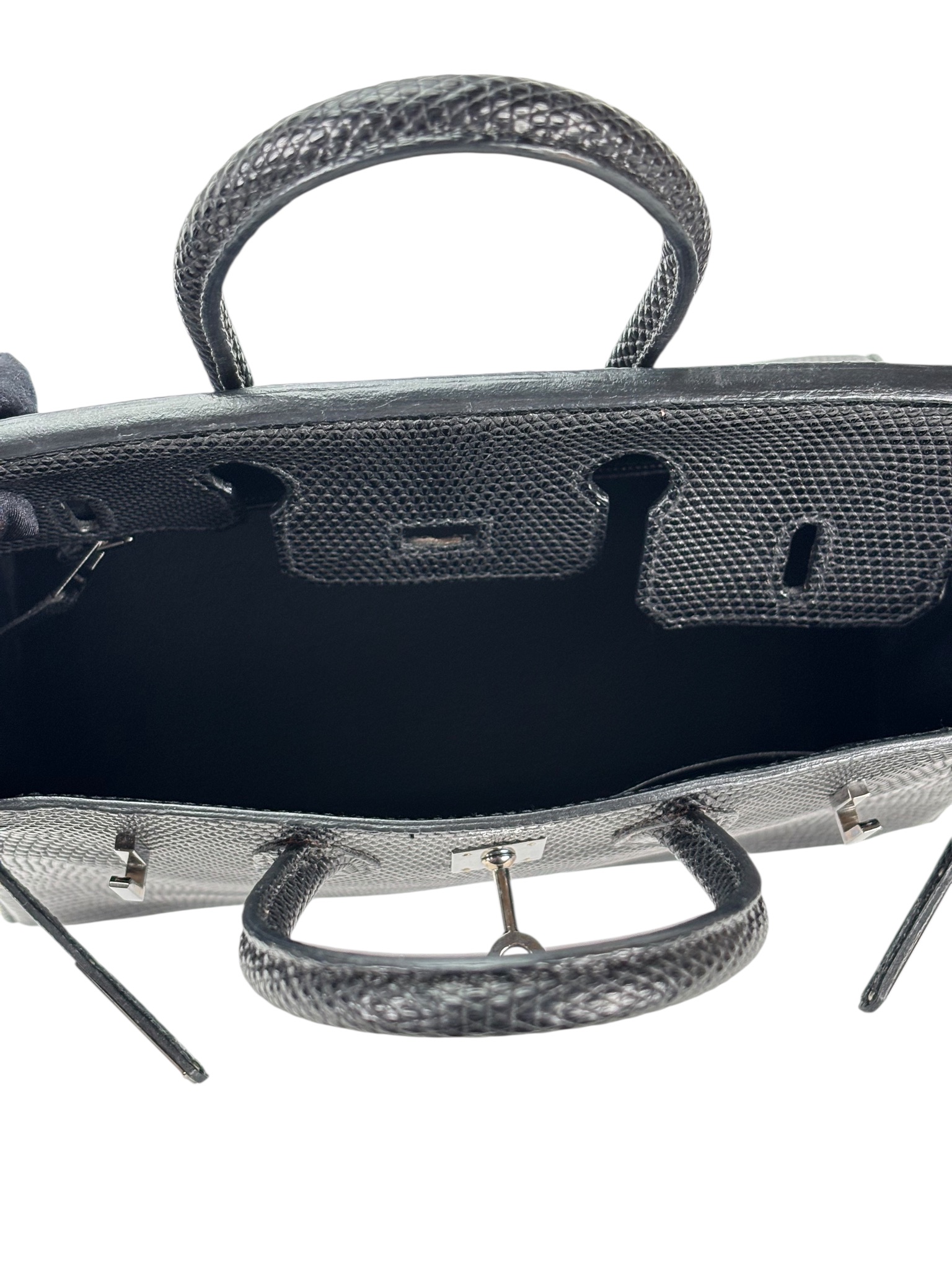 HERMES - Birkin 25 Black Round-Nose Monitor Lizard Ruthenium Hardware