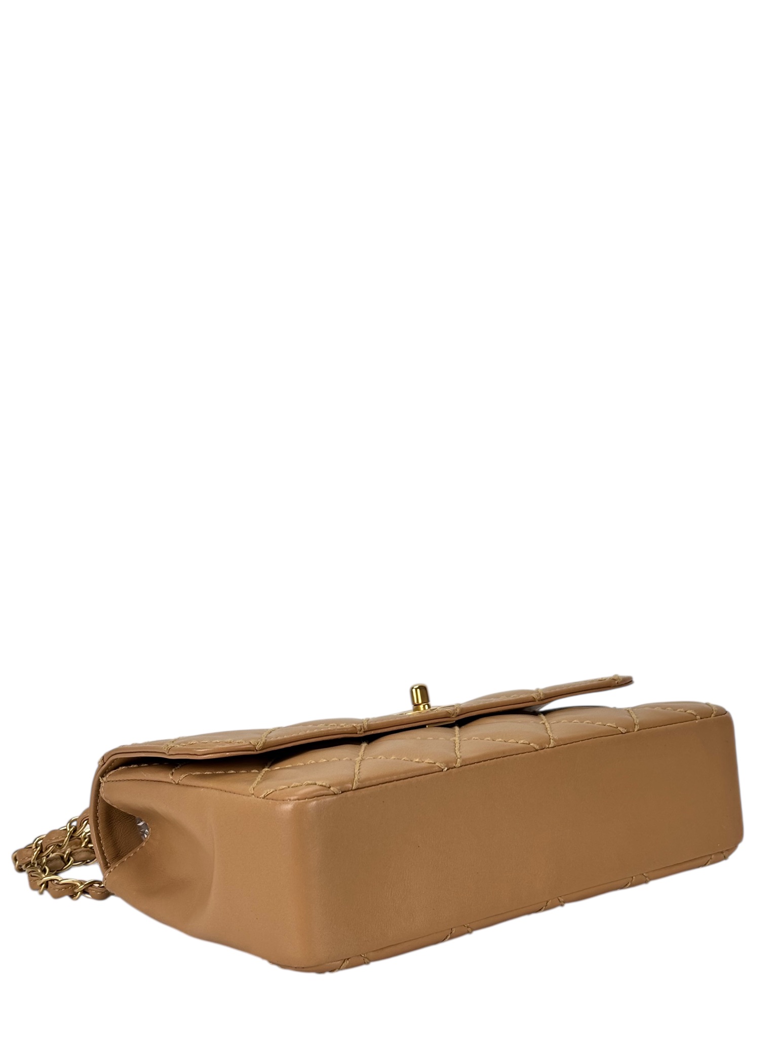 CHANEL -Wild Stitch Classic Flap Bag Beige Calfskin Gold Hardware