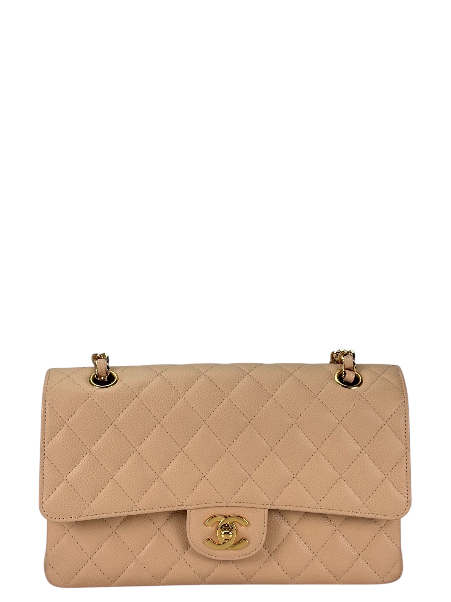 CHANEL - Medium Classic Double Flap Bag Caviar Lambskin Gold Hardware (CF25) 