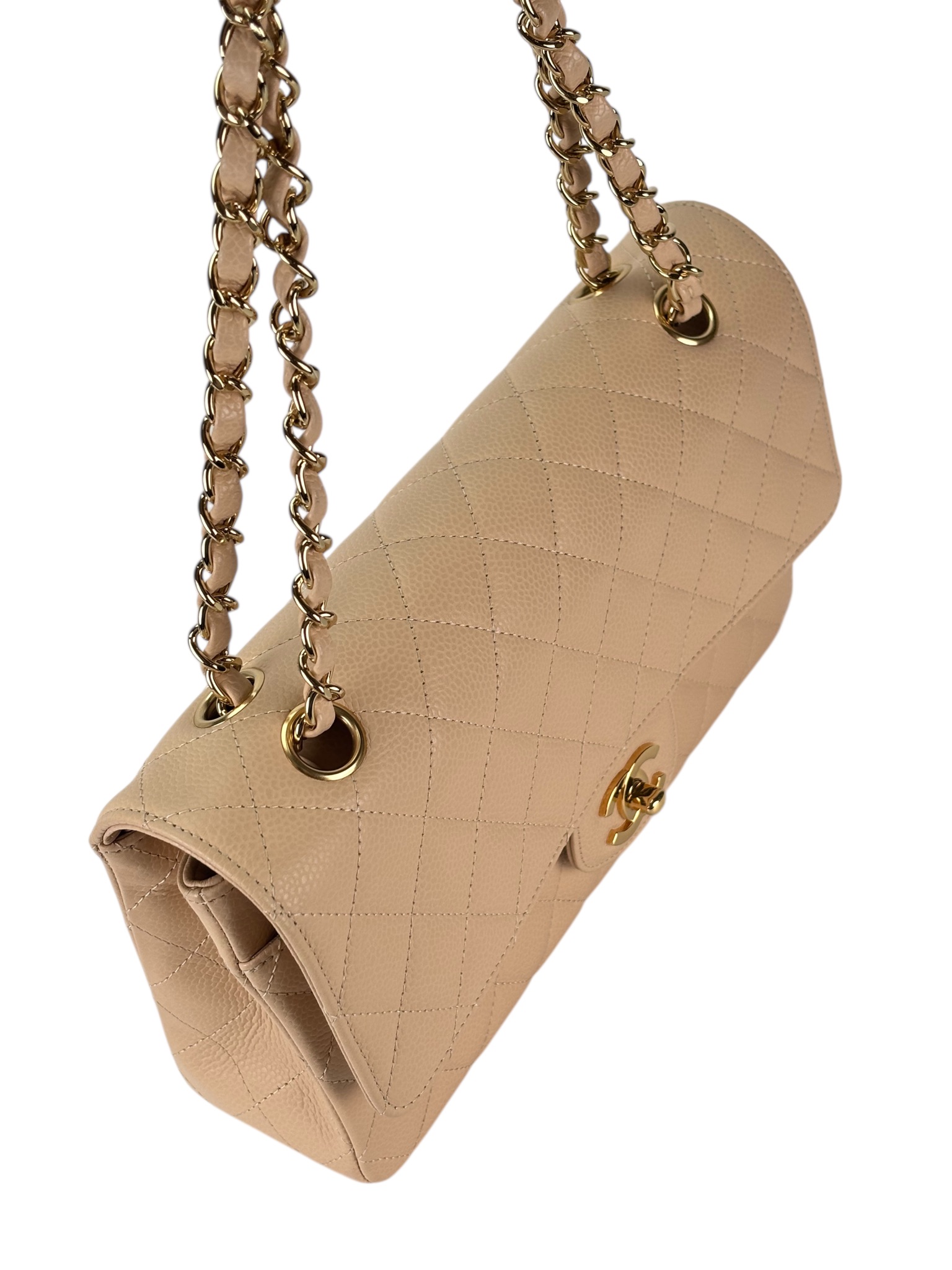 CHANEL - Medium Classic Double Flap Bag Caviar Lambskin Gold Hardware (CF25) 