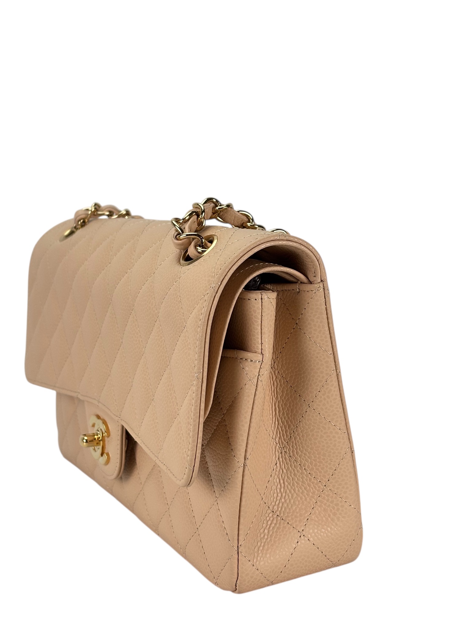 CHANEL - Medium Classic Double Flap Bag Caviar Lambskin Gold Hardware (CF25) 