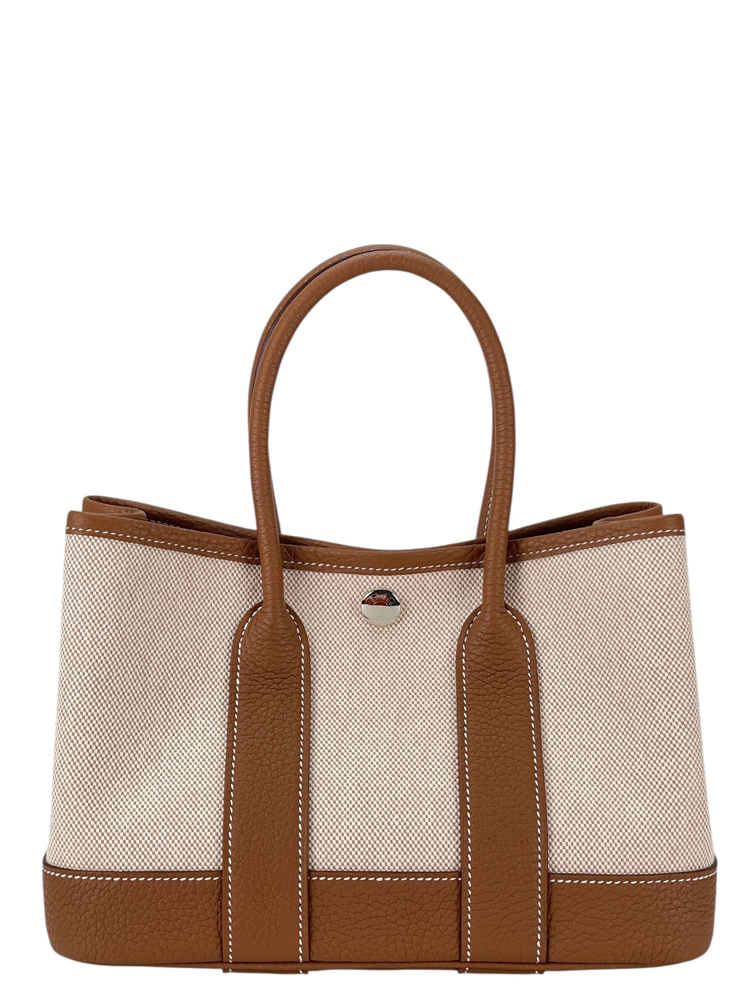 HERMES - Garden Party 23 Gold Toile Neo Handbag