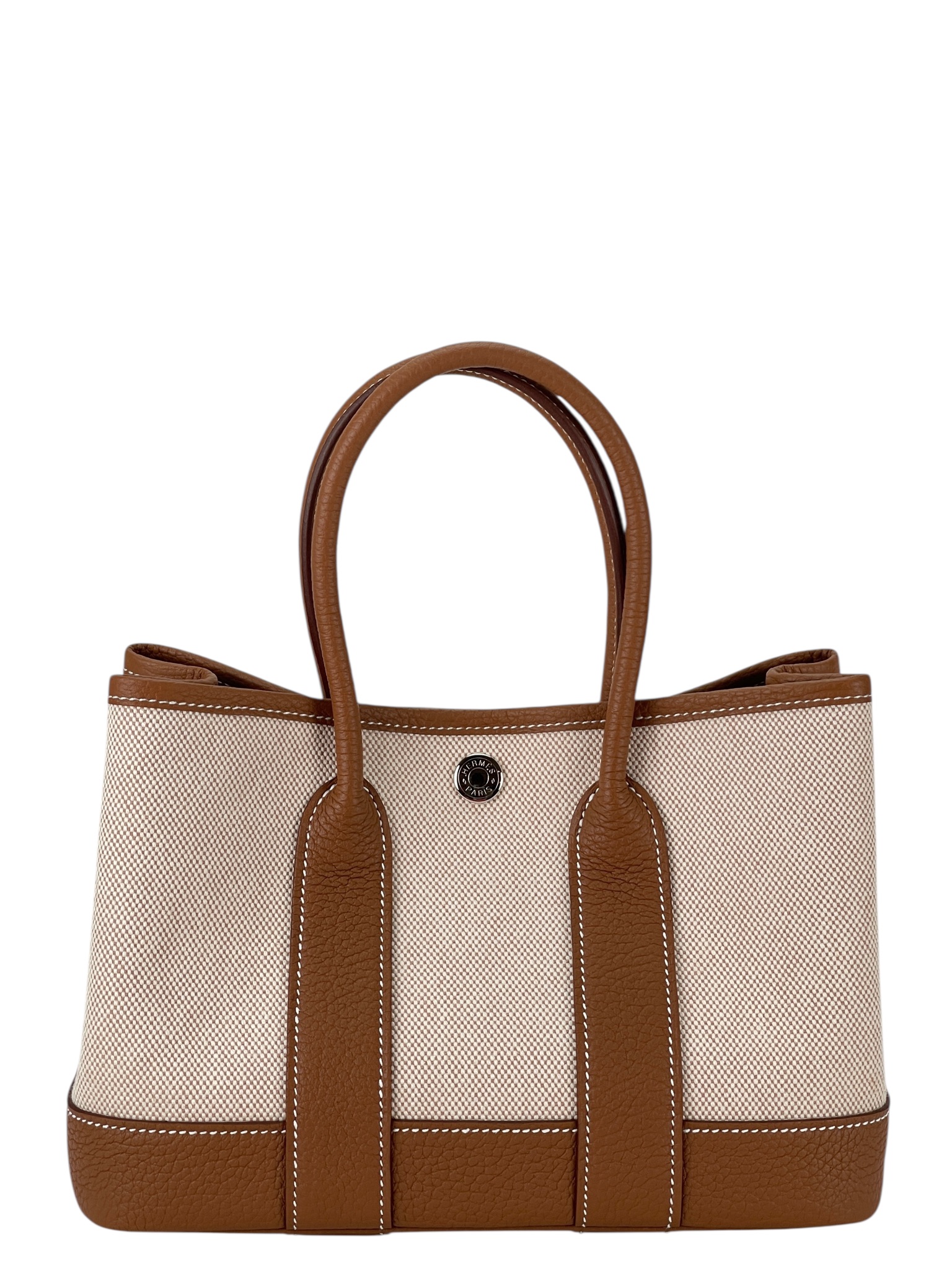 HERMES - Garden Party 23 Gold Toile Neo Handbag