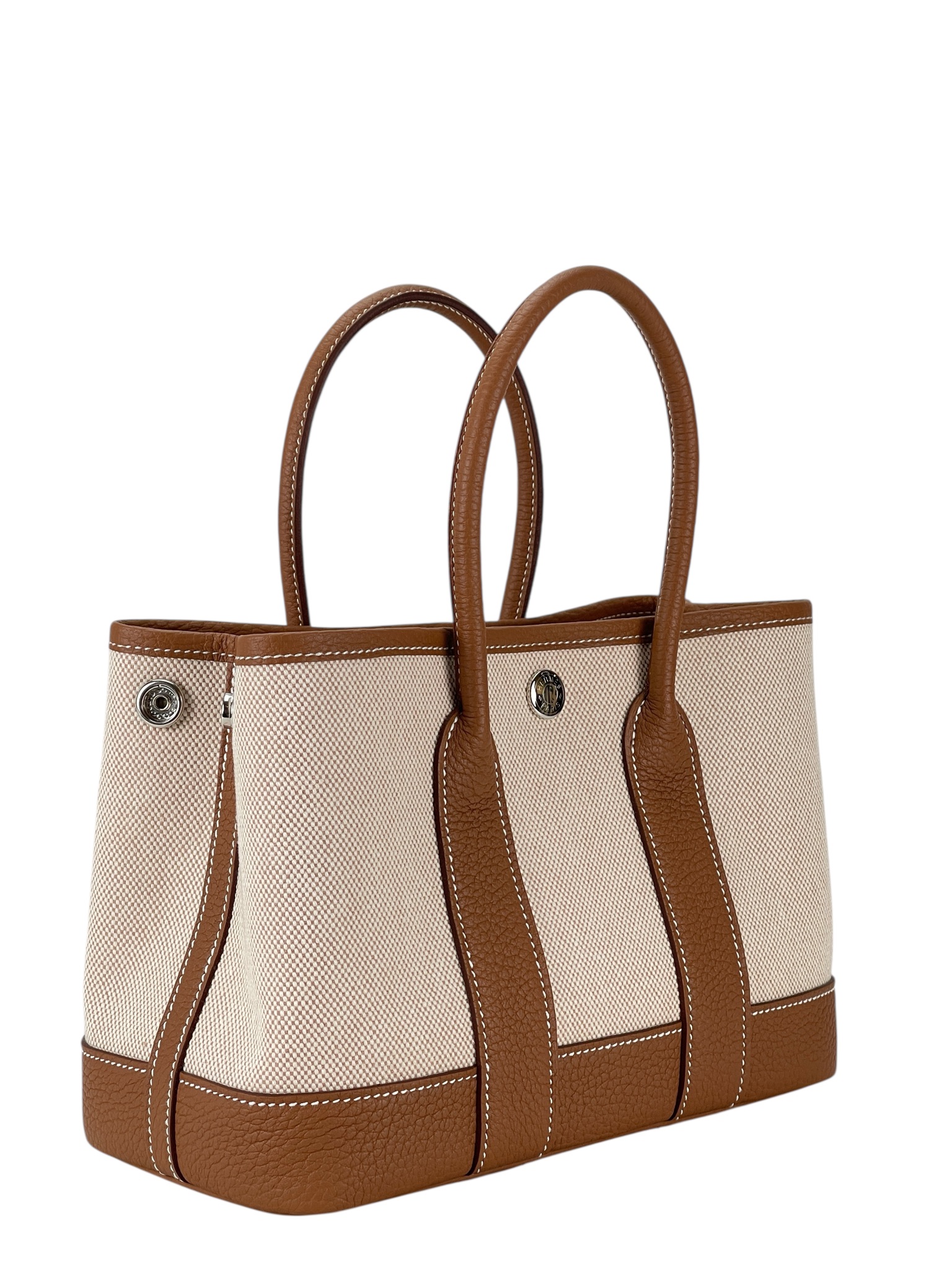 HERMES - Garden Party 23 Gold Toile Neo Handbag