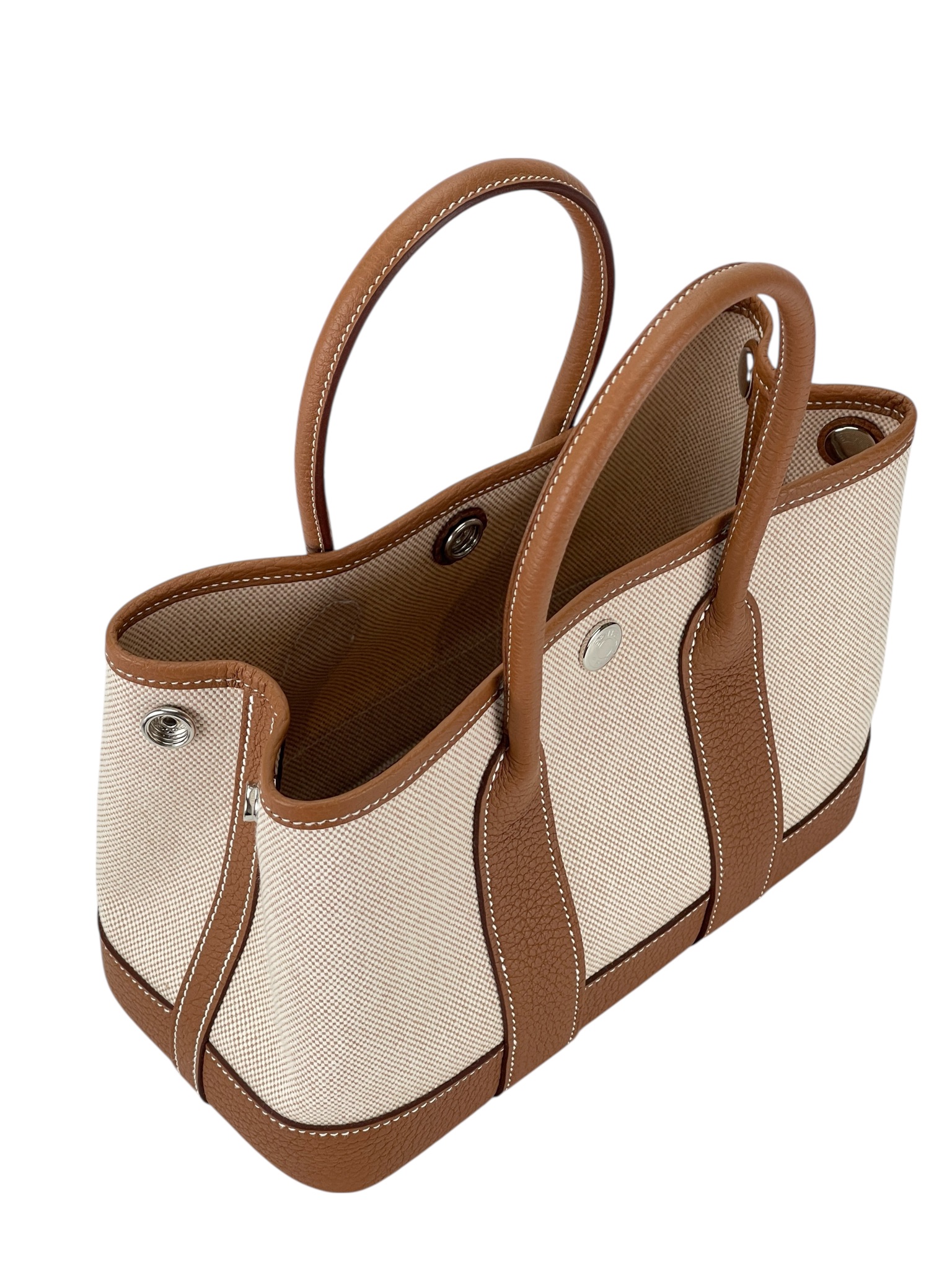 HERMES - Garden Party 23 Gold Toile Neo Handbag