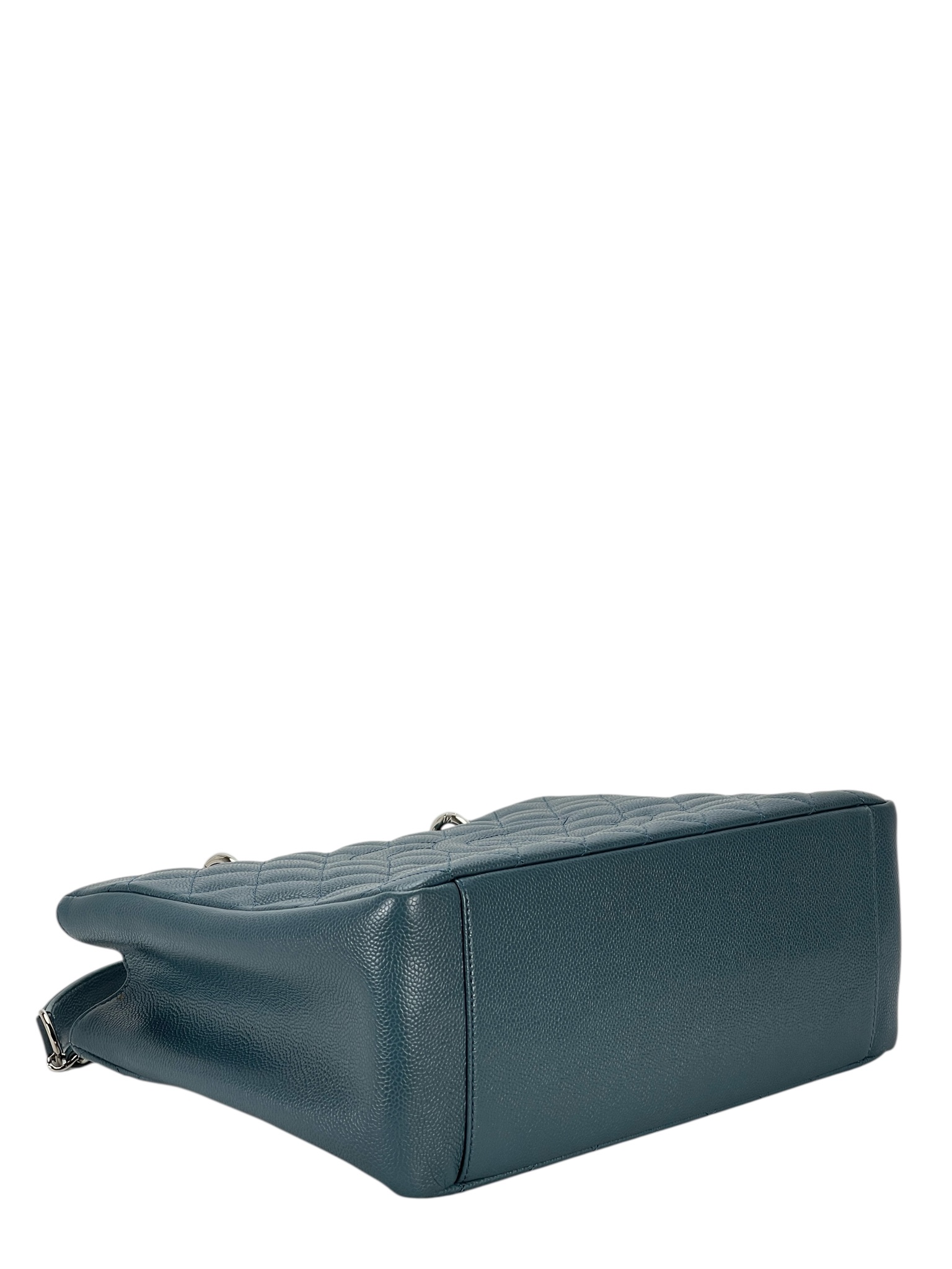 CHANEL - Misty Blue Caviar Quilted Grand Shopping Tote GST Sliver Hardware 