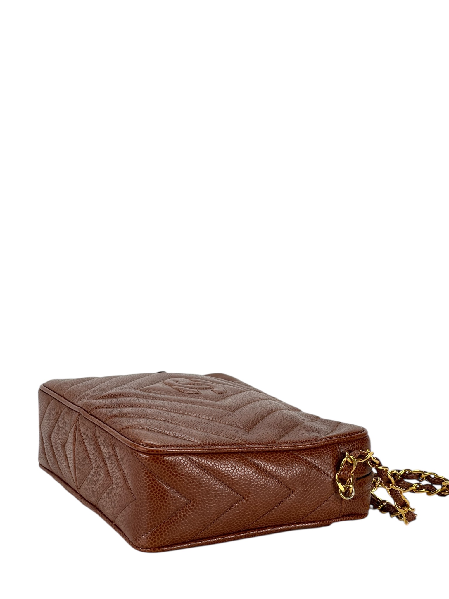 CHANEL - Caramel Caviar Classic Quilted Camera Case Bag