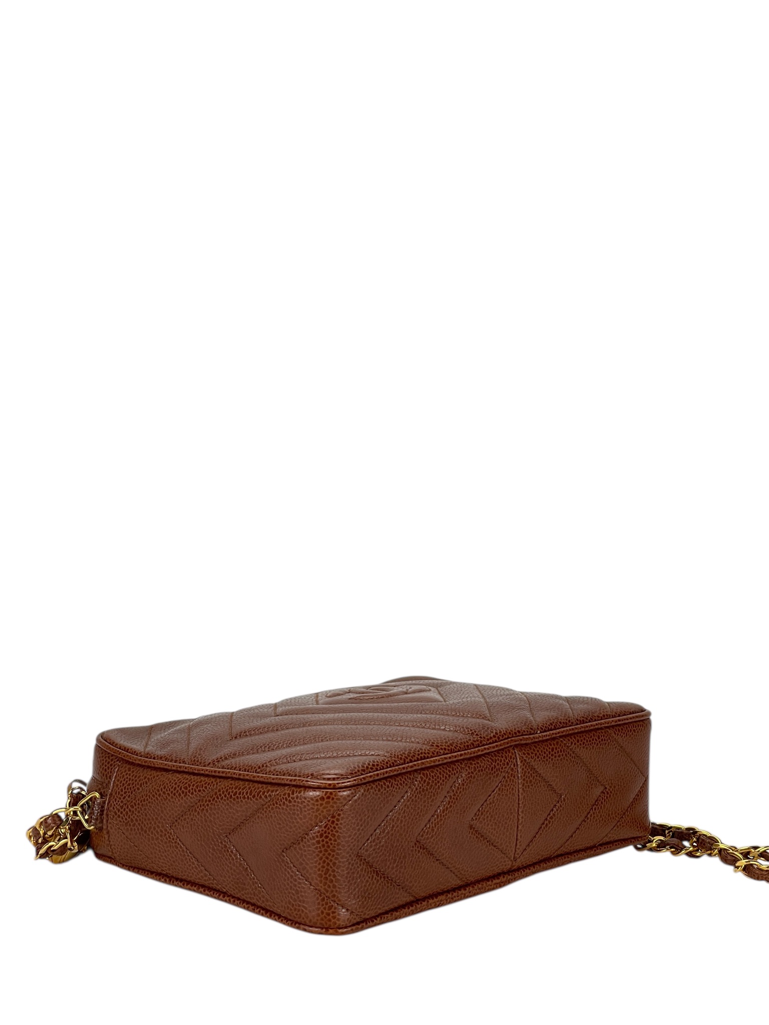 CHANEL - Caramel Caviar Classic Quilted Camera Case Bag