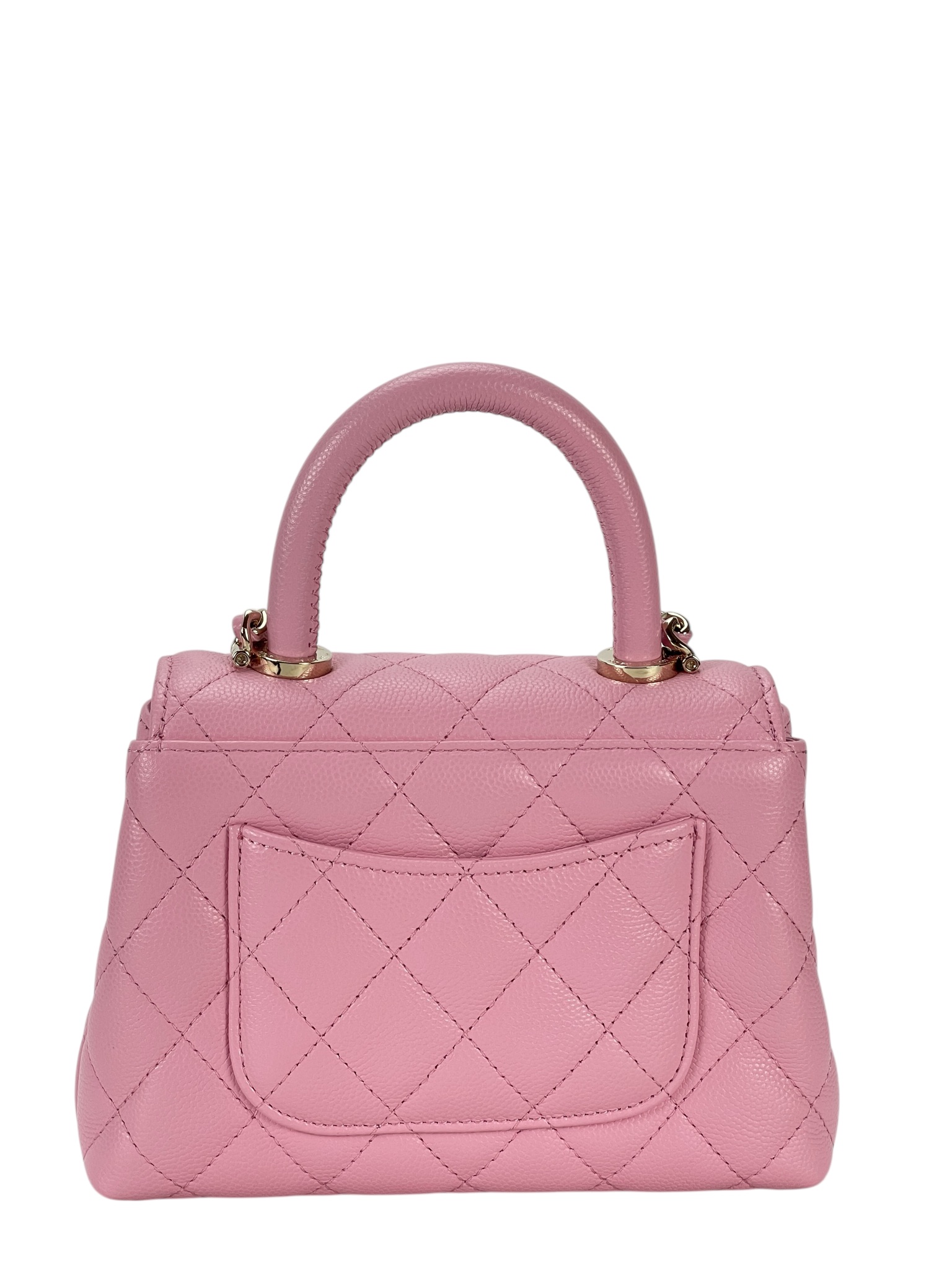 CHANEL - 25K Pink Calfskin Coco Handle Mini 2Way Shoulder Bag