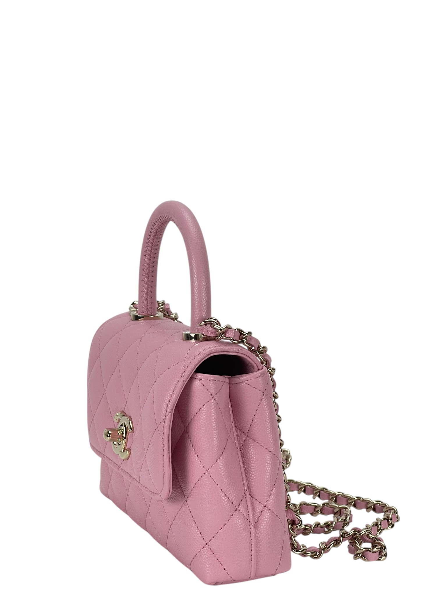 CHANEL - 25K Pink Calfskin Coco Handle Mini 2Way Shoulder Bag