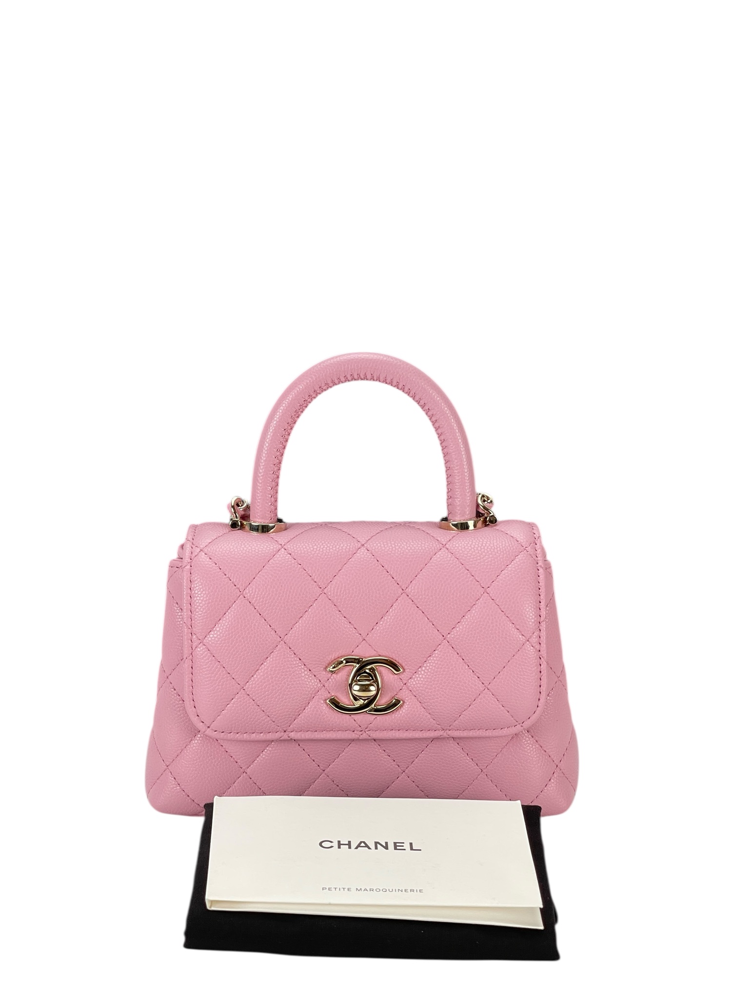 CHANEL - 25K Pink Calfskin Coco Handle Mini 2Way Shoulder Bag