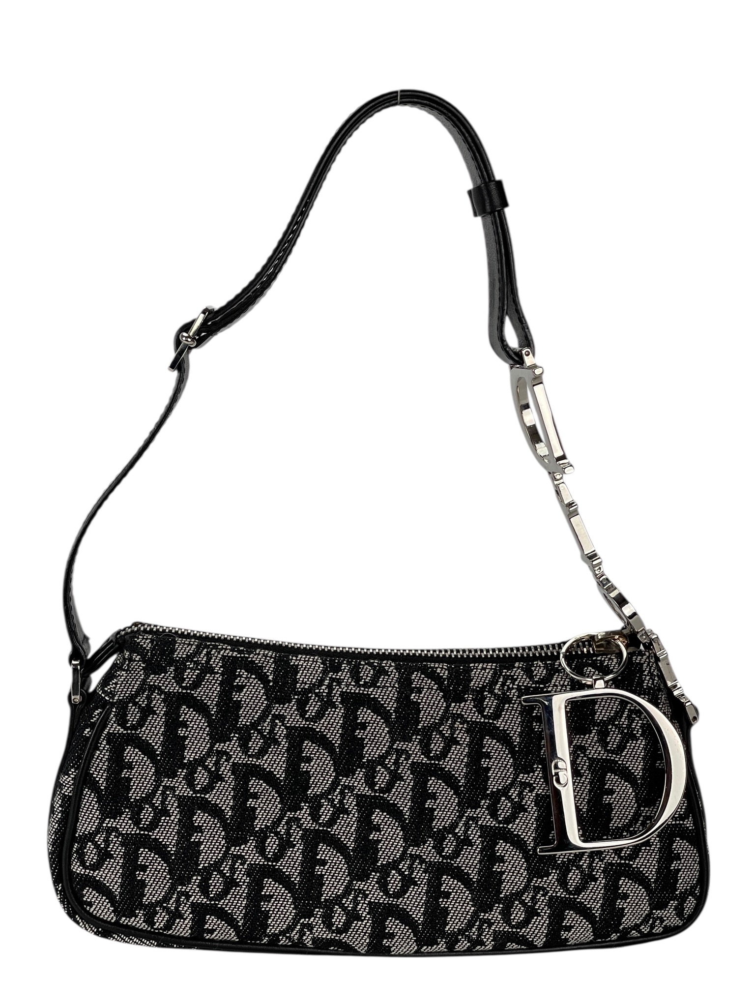 CHRISTIAN DIOR - Black Canvas Pouch Shoulder Bag