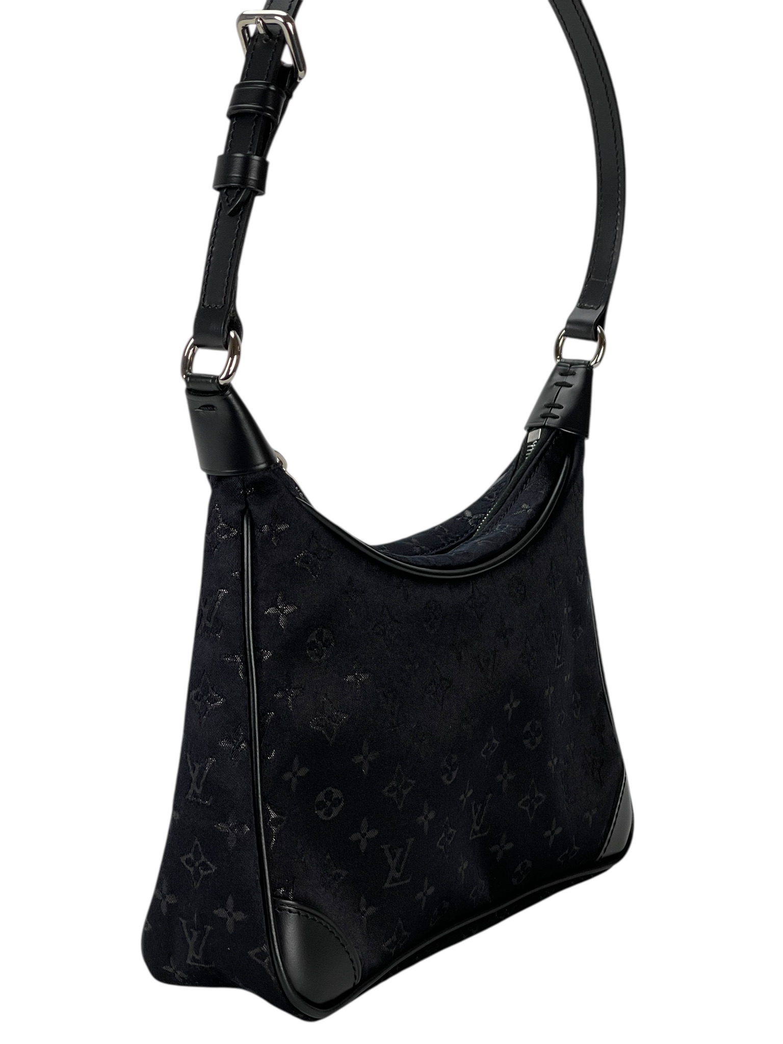 LOUIS VUITTON - Black Silk Satin Mini Boulogne Bag Monogram