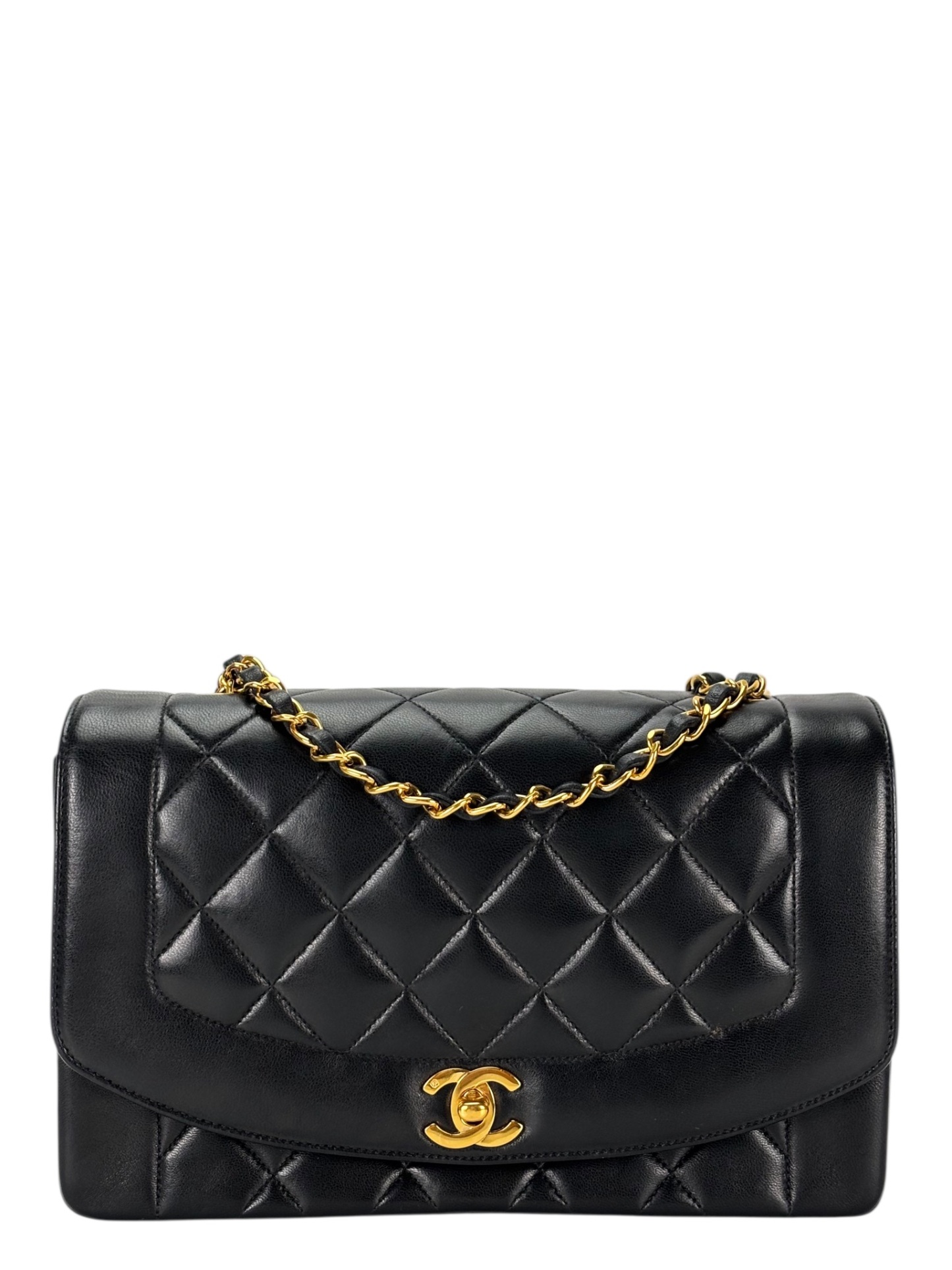 CHANEL - Black Lambskin Medium Diana Shoulder Bag