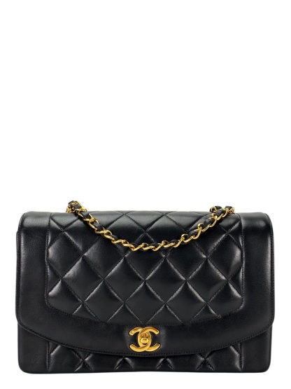 CHANEL - Black Lambskin Medium Diana Shoulder Bag
