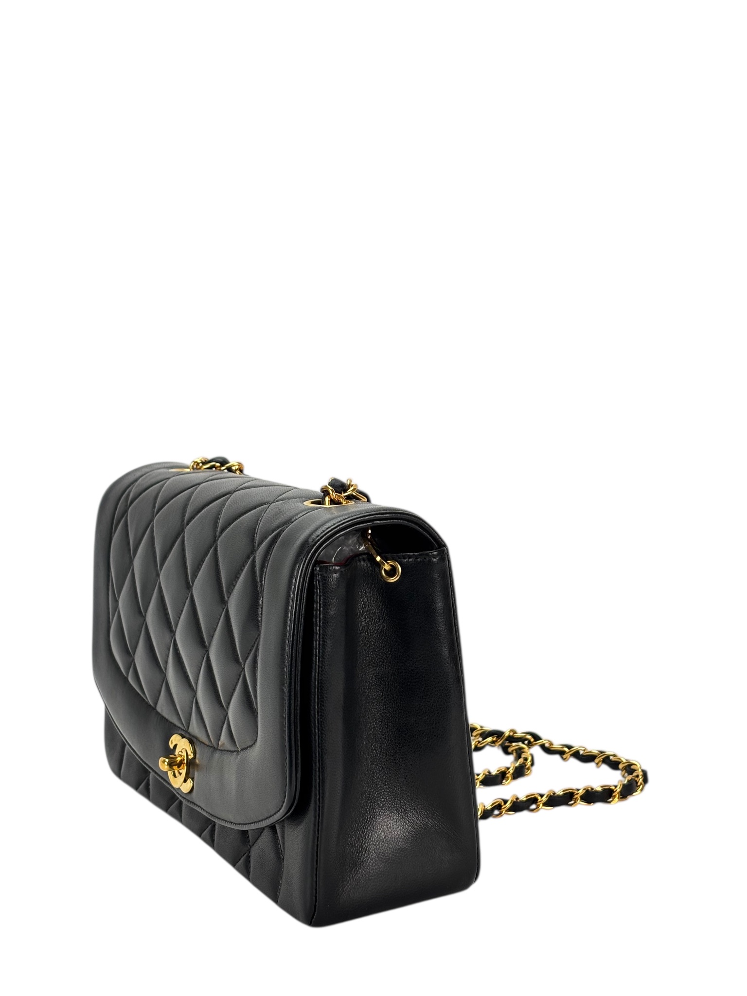 CHANEL - Black Lambskin Medium Diana Shoulder Bag