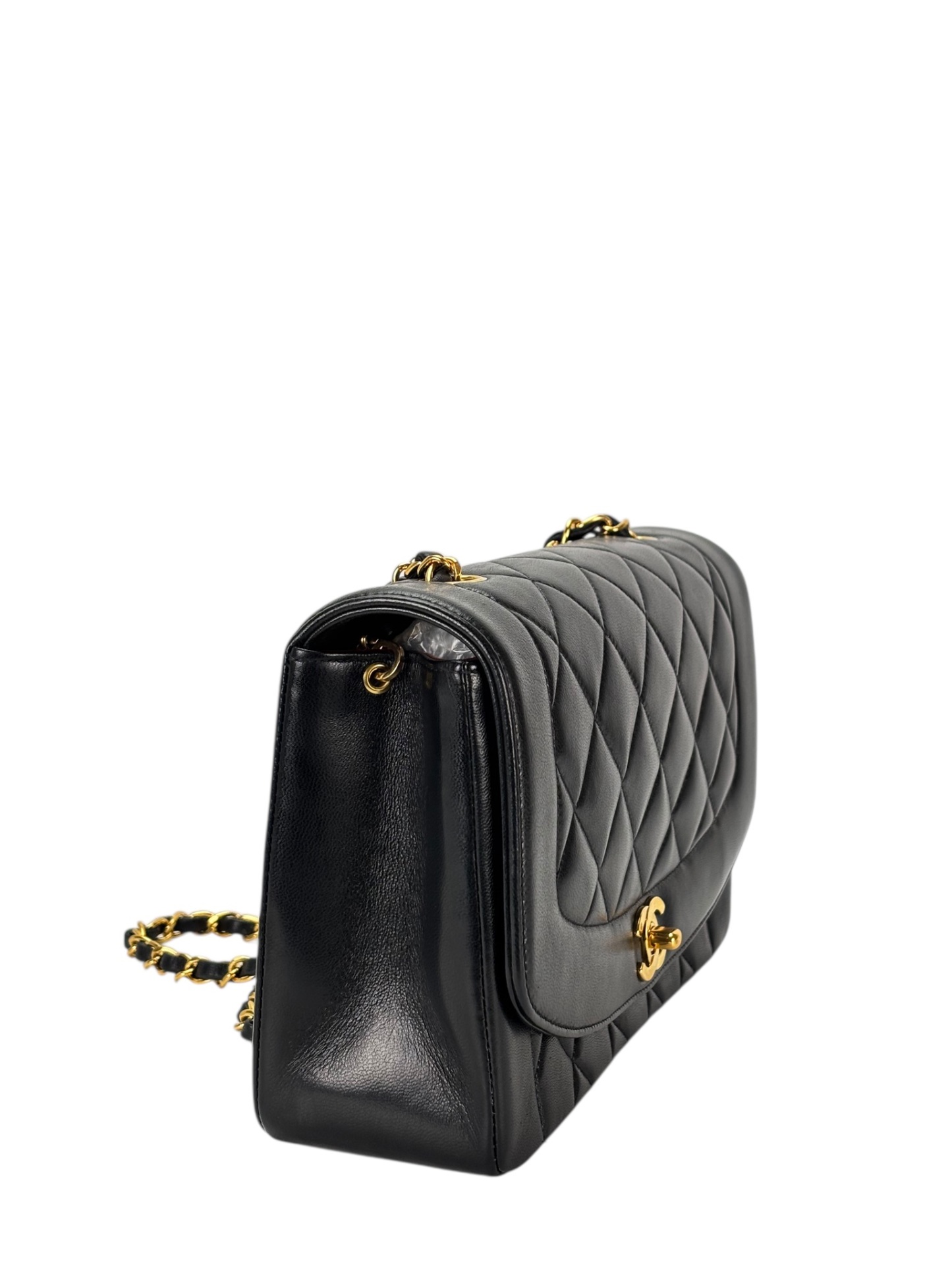 CHANEL - Black Lambskin Medium Diana Shoulder Bag