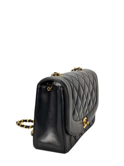 CHANEL - Black Lambskin Medium Diana Shoulder Bag