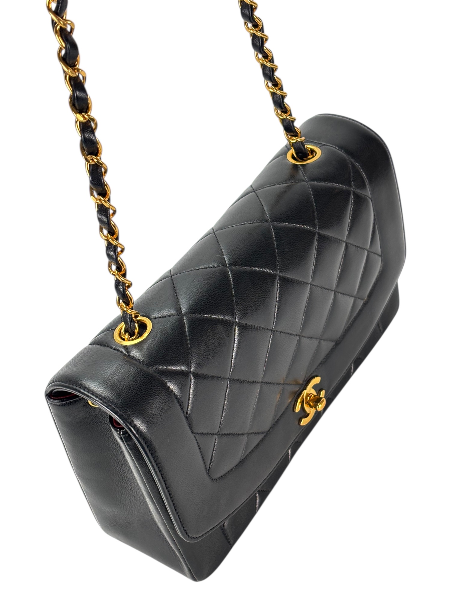 CHANEL - Black Lambskin Medium Diana Shoulder Bag