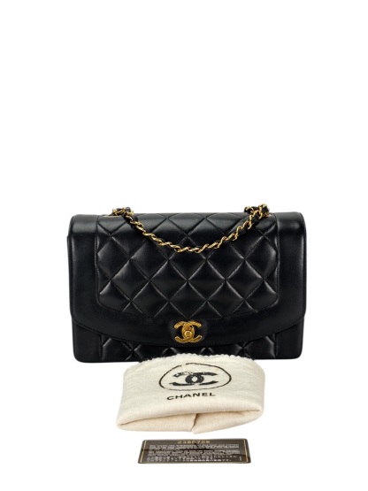 CHANEL - Black Lambskin Medium Diana Shoulder Bag