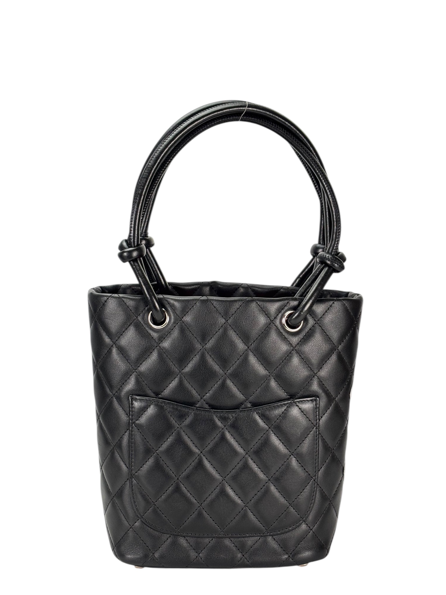 CHANEL - Cambon Tote Bag White CC logo Black Calfskin
