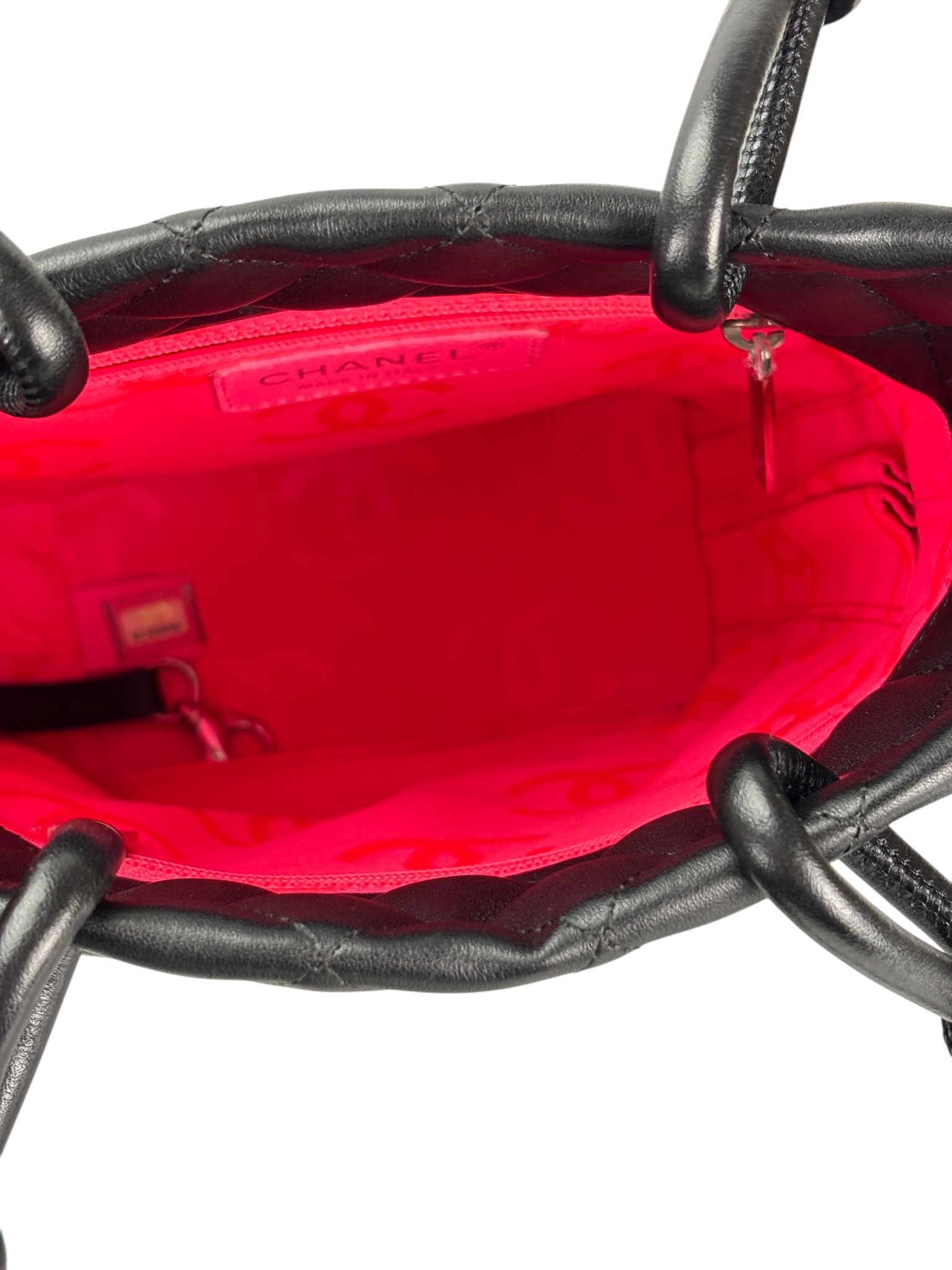 CHANEL - Cambon Tote Bag White CC logo Black Calfskin