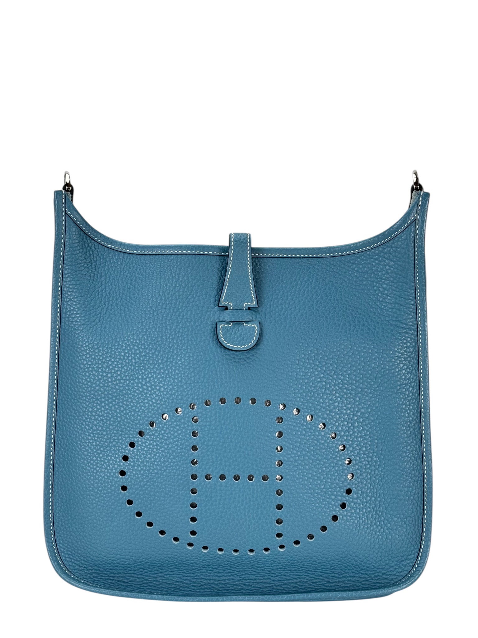 HERMES - Evelyne PM Evelyne 33 Blue Jean Clemence Palladium Hardware