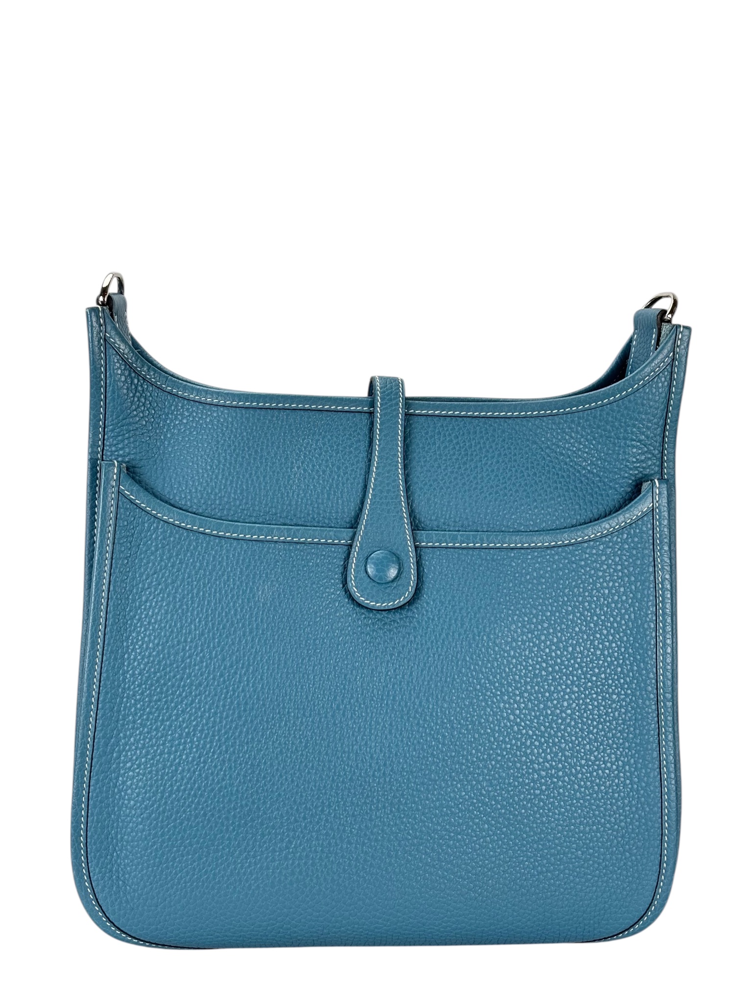 HERMES - Evelyne PM Evelyne 33 Blue Jean Clemence Palladium Hardware