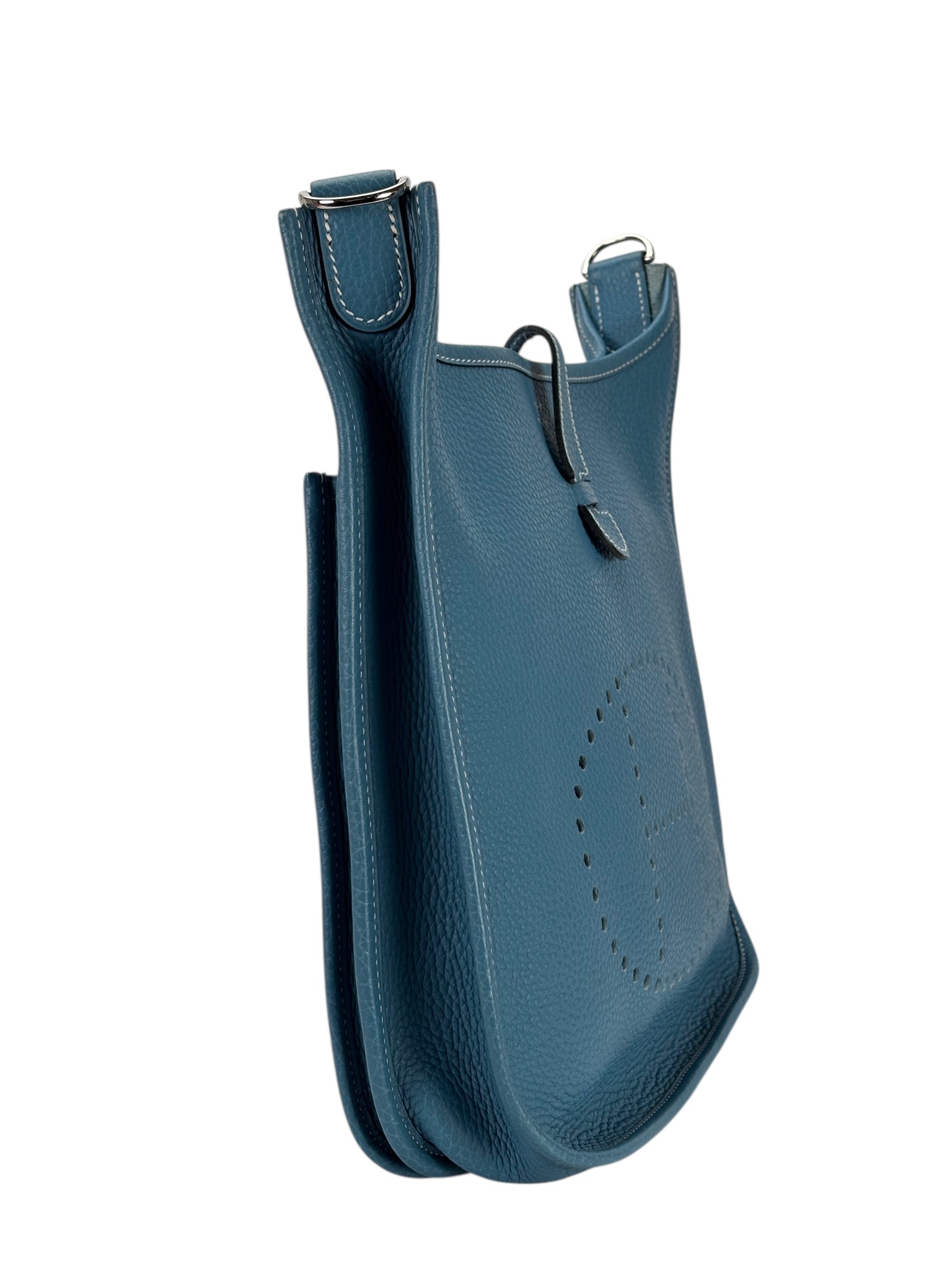 HERMES - Evelyne PM Evelyne 33 Blue Jean Clemence Palladium Hardware