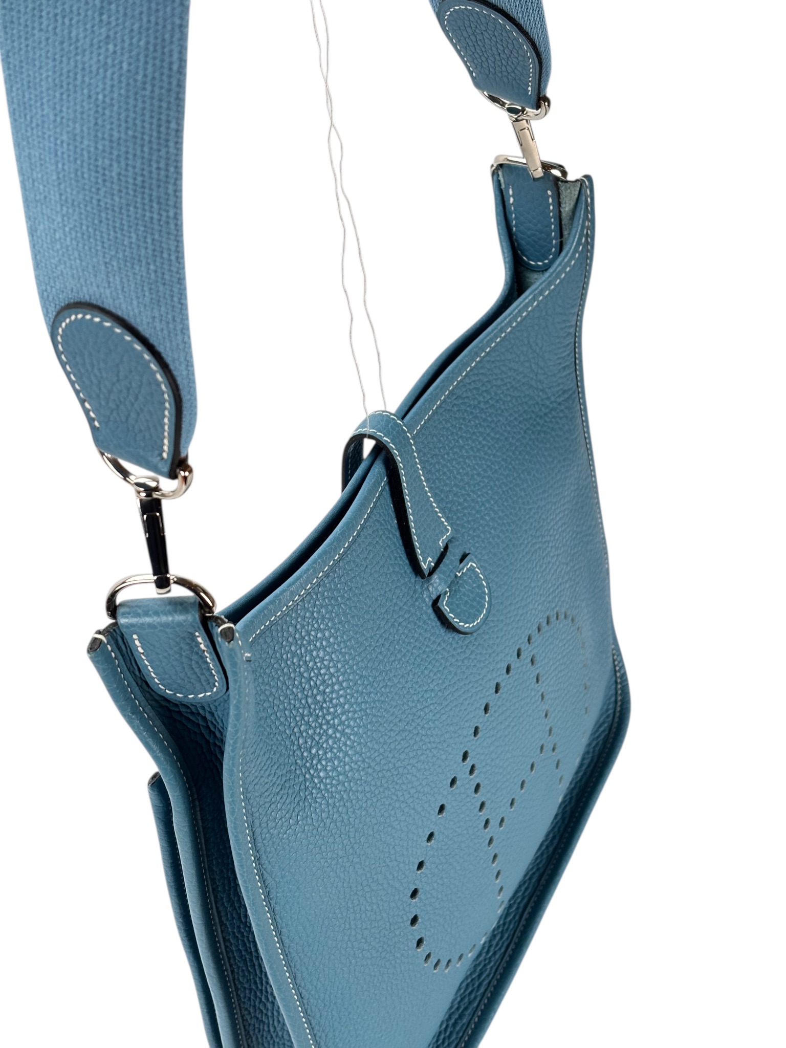 HERMES - Evelyne PM Evelyne 33 Blue Jean Clemence Palladium Hardware