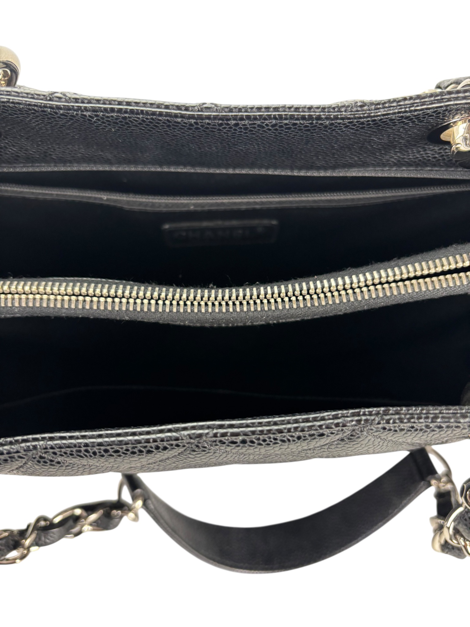 CHANEL - Black Caviar Quilted Grand Shopping Tote GST Gold Hardware