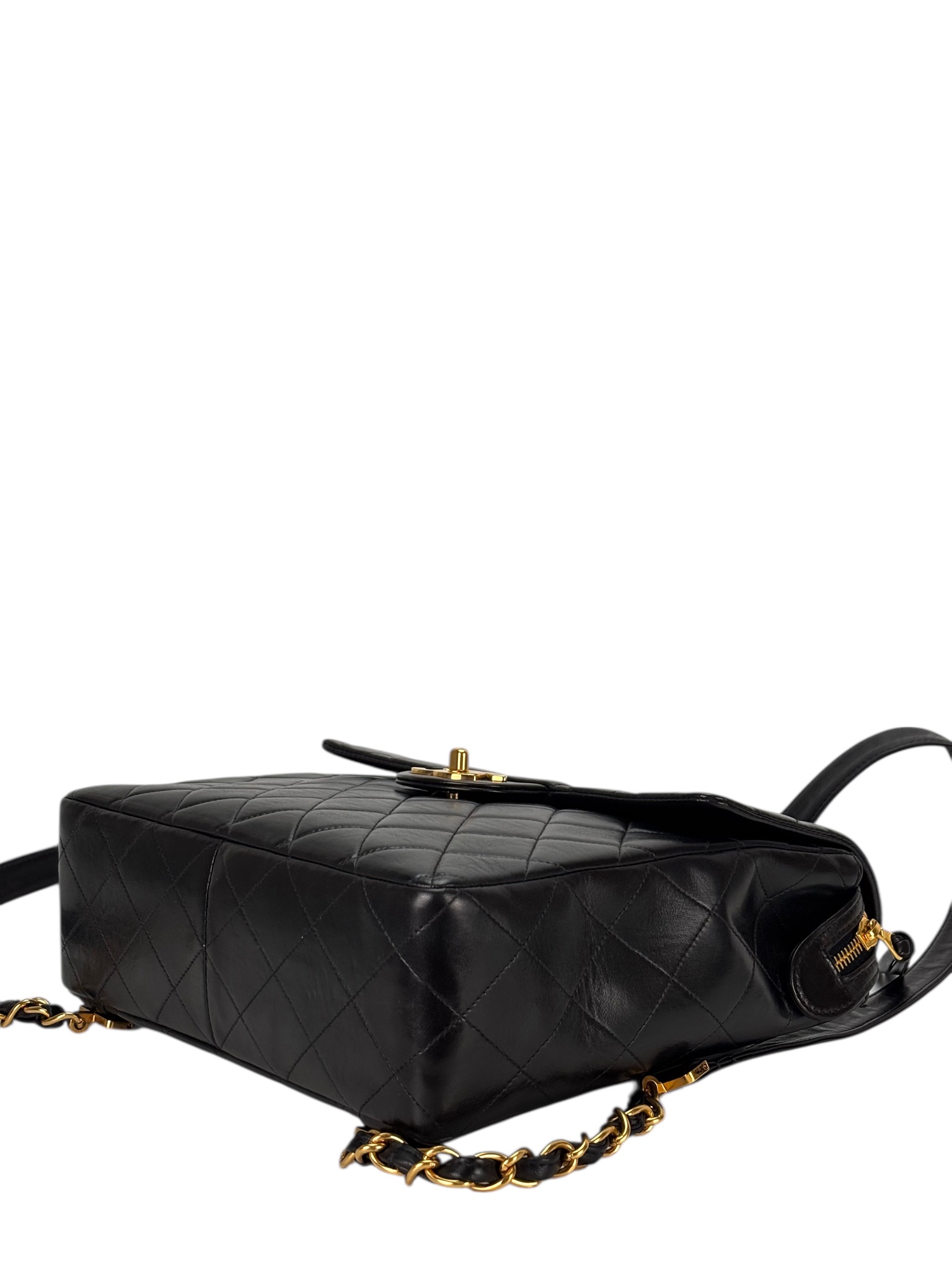 CHANEL - Black Lambskin Deca Coco Mark Matelasse Backpack