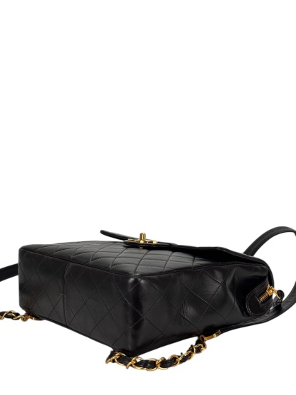 CHANEL - Black Lambskin Deca Coco Mark Matelasse Backpack